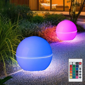 JUST LIGHT LED Kugelleuchte, Leuchtmittel inklusive, Warmweiß, Farbwechsel, Gartenlampe Außenleuchte Kugellampe dimmbar Fernbedienung LED RGB 2x