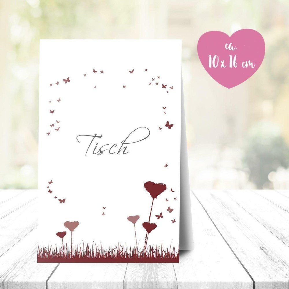 bigdaygraphix Tischkartenhalter Tischkarten Hochzeit & Taufe: Elegante Karten für besondere Anlässe, (Tischkartenaufsteller-Set für Hochzeit, Taufe uvm., 10x Tischkartenaufsteller für Nummerierungen zur Hochzeit), Falzung für stabilen Stand - keine Halterungen erforderlich.