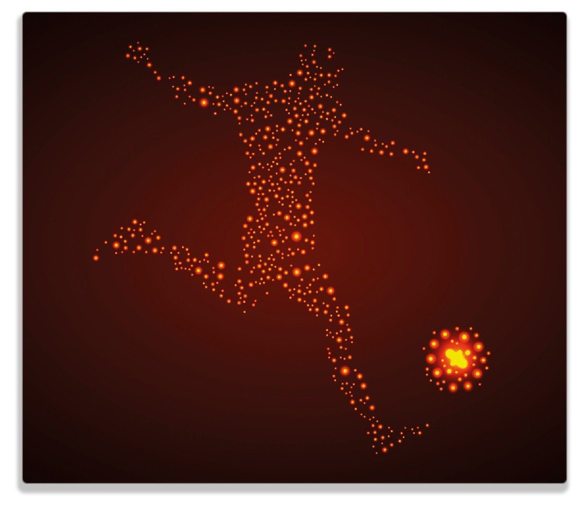 Wallario Herd-Abdeckplatte Fußball - ein Spieler aus tausend Sternen in rot, ESG-Sicherheitsglas, (Glasplatte, 1 tlg., inkl. 5mm Noppen), verschiedene Größen