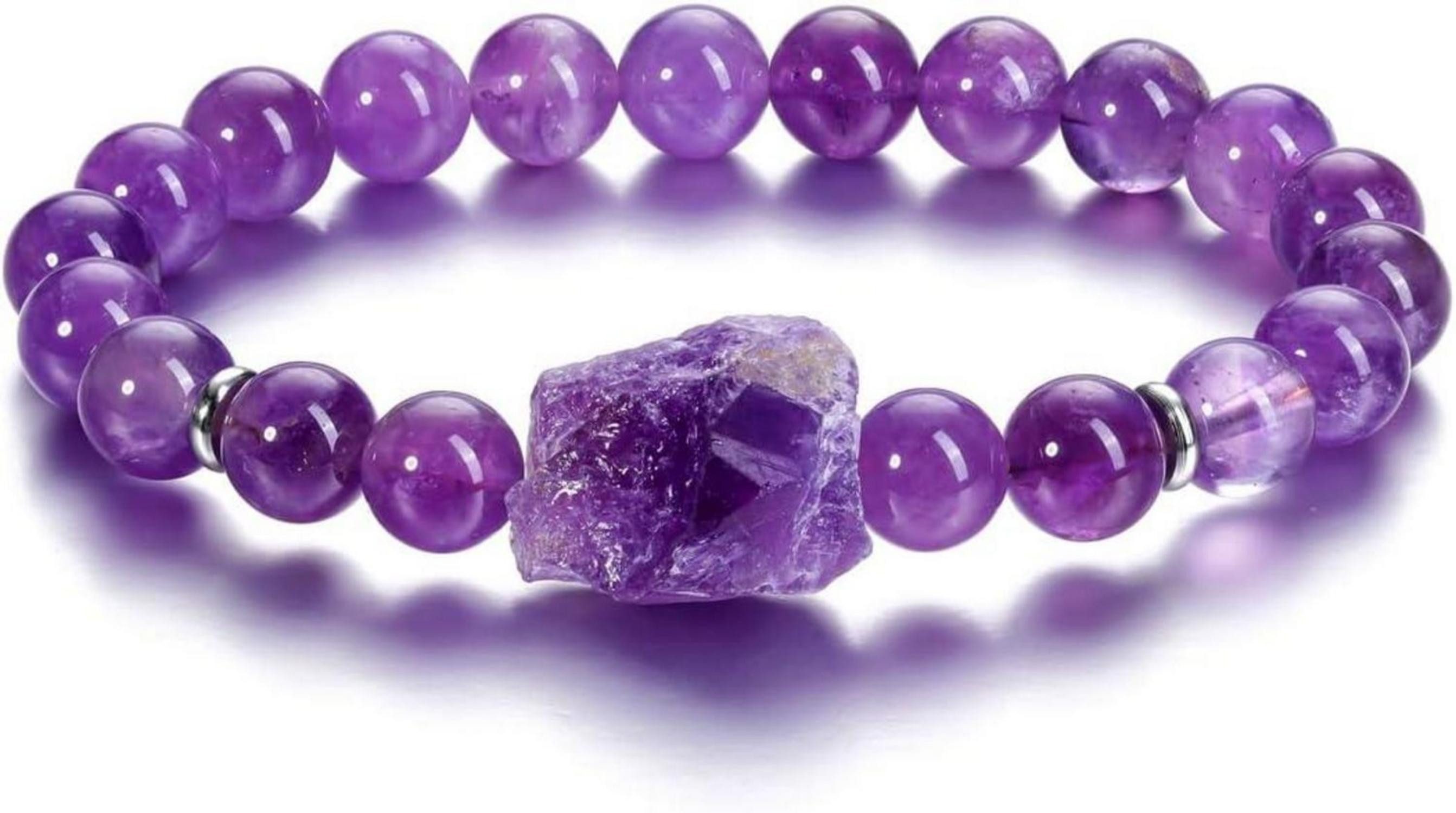 Edelstein Amethyst Kristall Armband Perlen Heilsteine 8mm Naturstein Healing