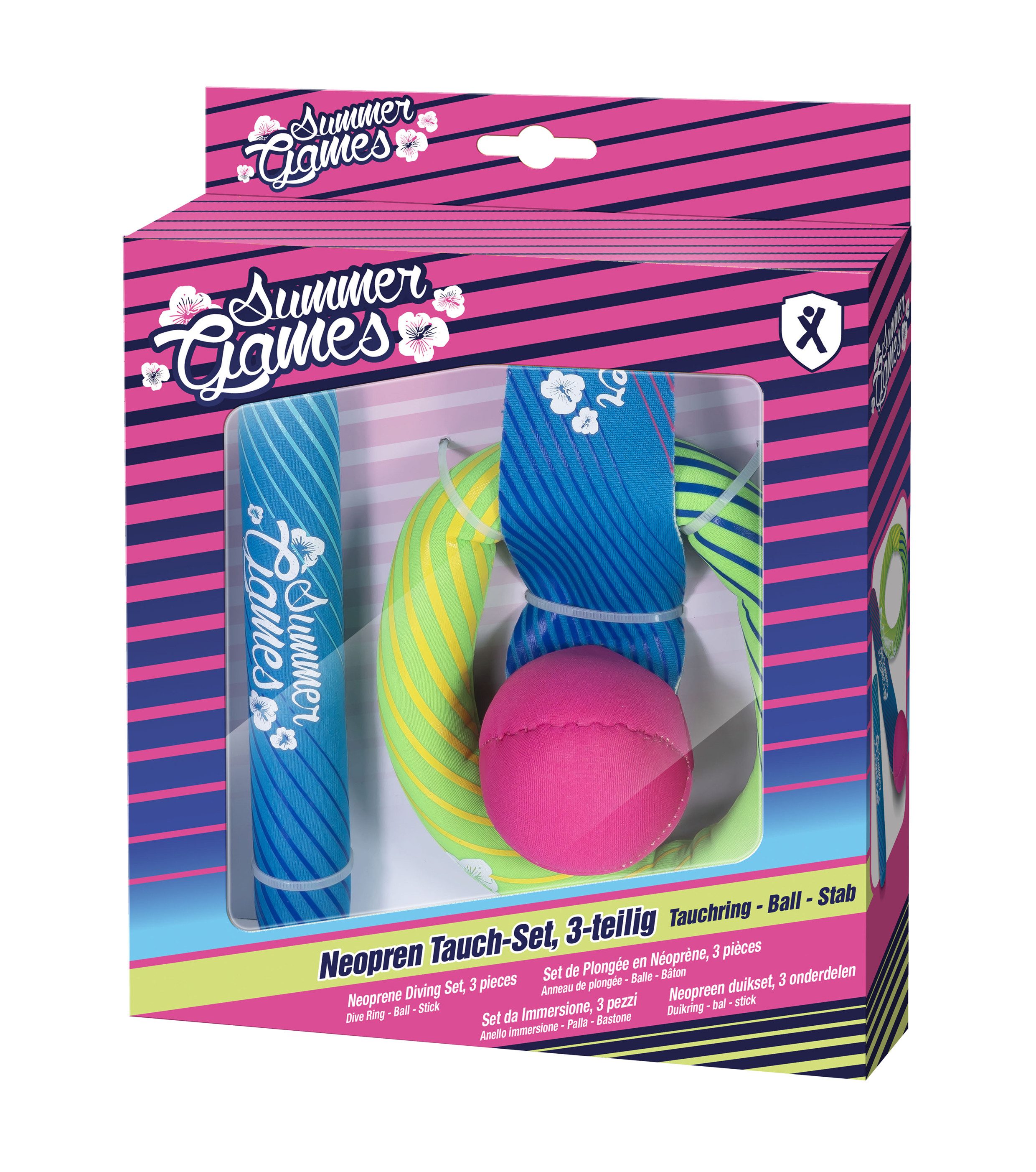 XTREM toys & sports Tauchset SUMMER GAMES Neopren Tauch-Set, 3teilig, Wasserring, Tauchstab & Ball mir Schweif
