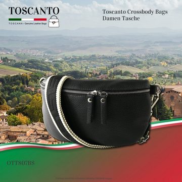 Toscanto Gürteltasche Toscanto Damen Gürteltasche Leder schwarz (Gürteltasche), Damen Gürteltasche Leder, schwarz, mehrfarbig ca. 25cm x ca. 15cm