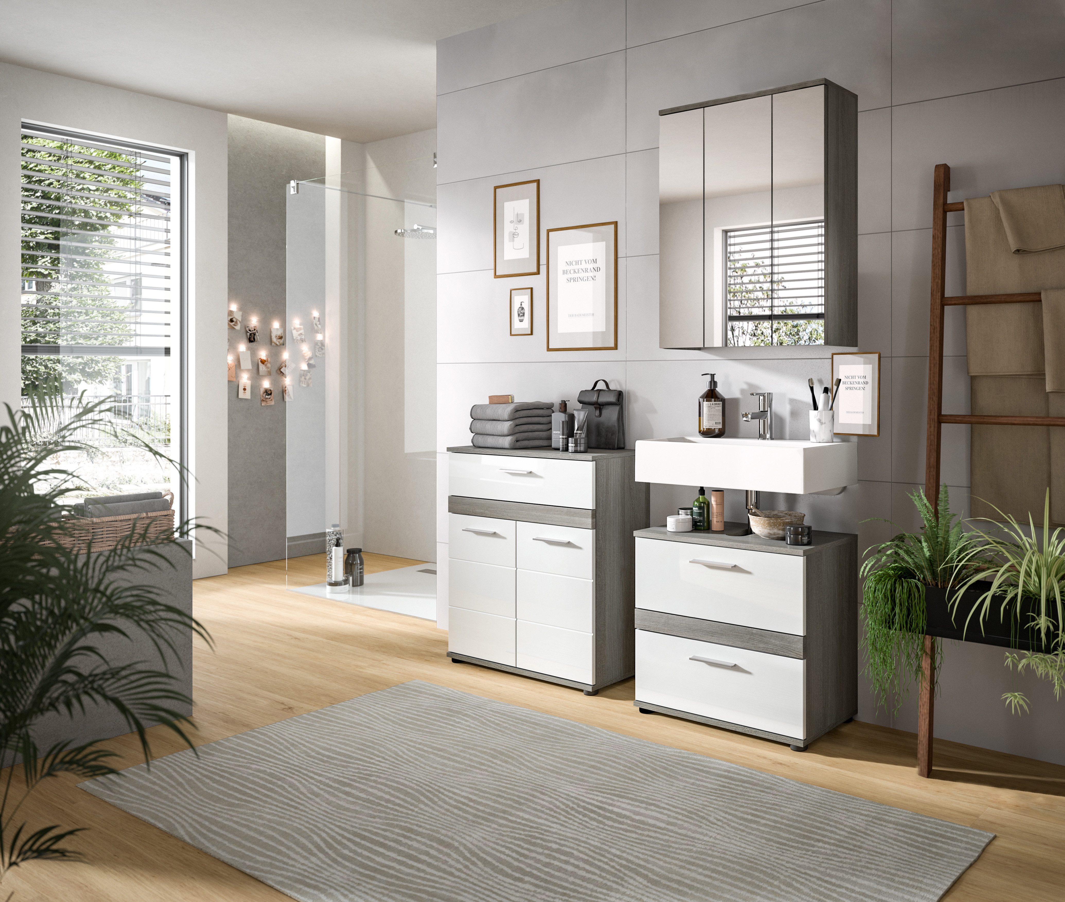 welltime Badmöbel-Set LUCCA, 3-teilig, TOPSELLER!, hochwertige MDF Front, ( günstig online kaufen