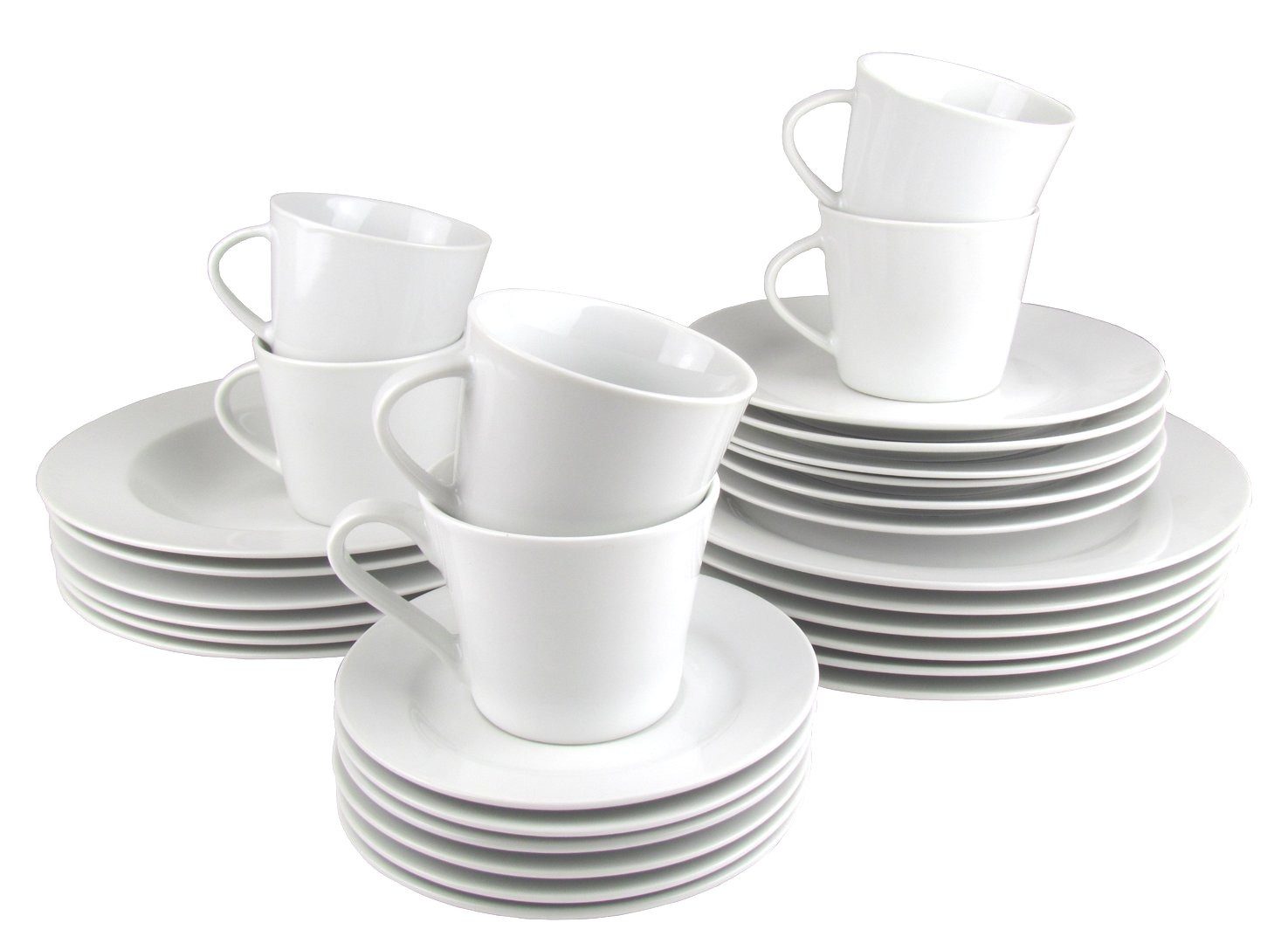 Kombiservice Classico, Porzellan Set, weiß, rund, 30-teilig