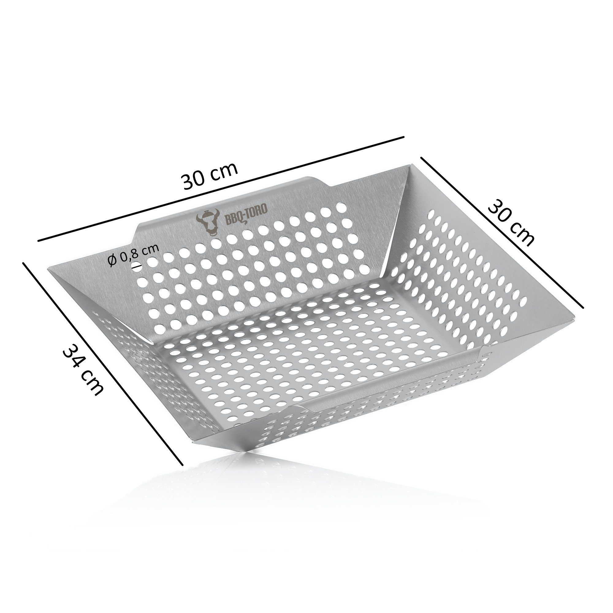 BBQ-Toro Grillrost Edelstahl Grillkorb, 30 x 30 x 5,5 cm, Grillschale für Gasgrill