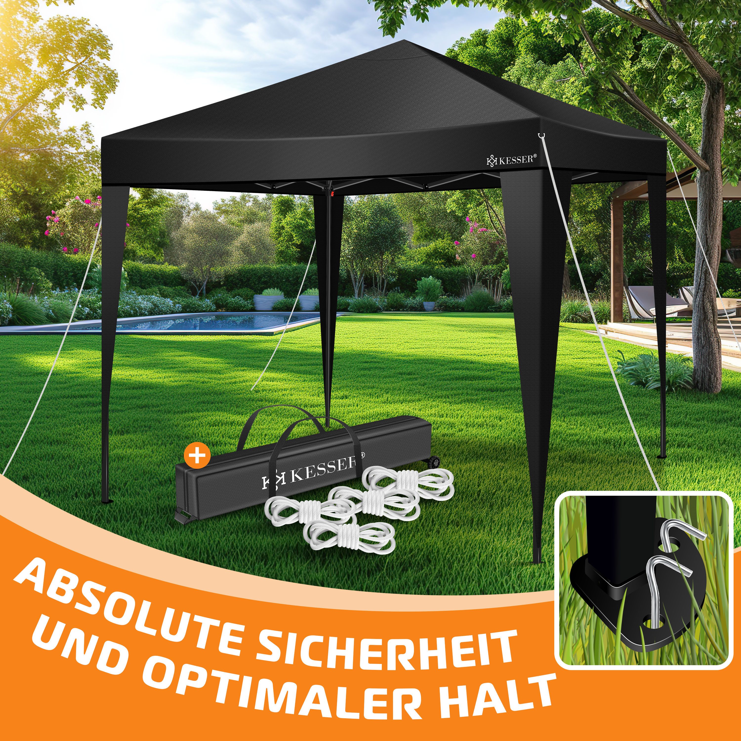 KESSER Pavillon, Pavillon 3x3m wasserdicht inkl. Tasche Pop-Up Klicksystem