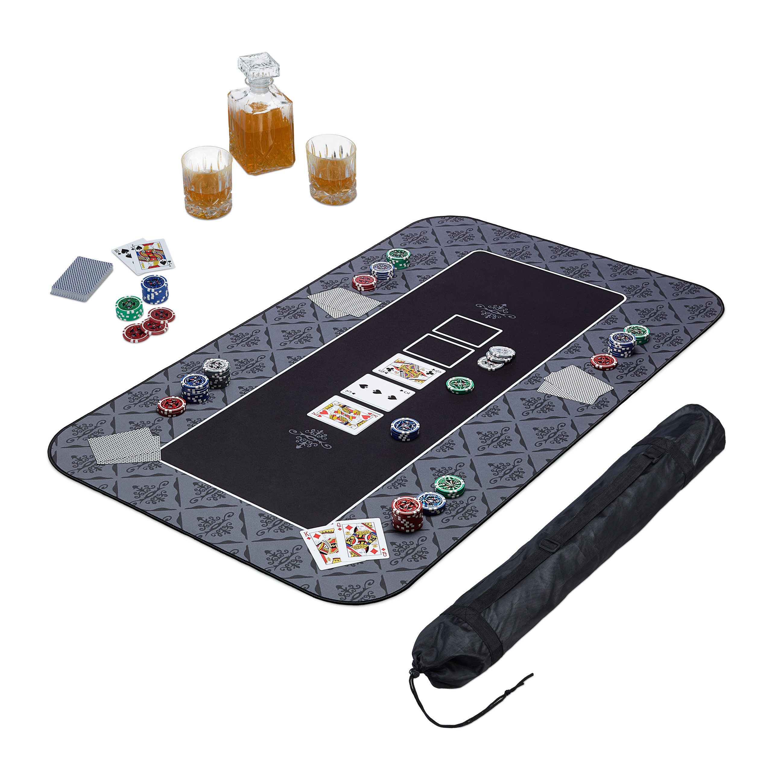 relaxdays Spieltisch Pokermatte 100x60, Schwarz günstig online kaufen