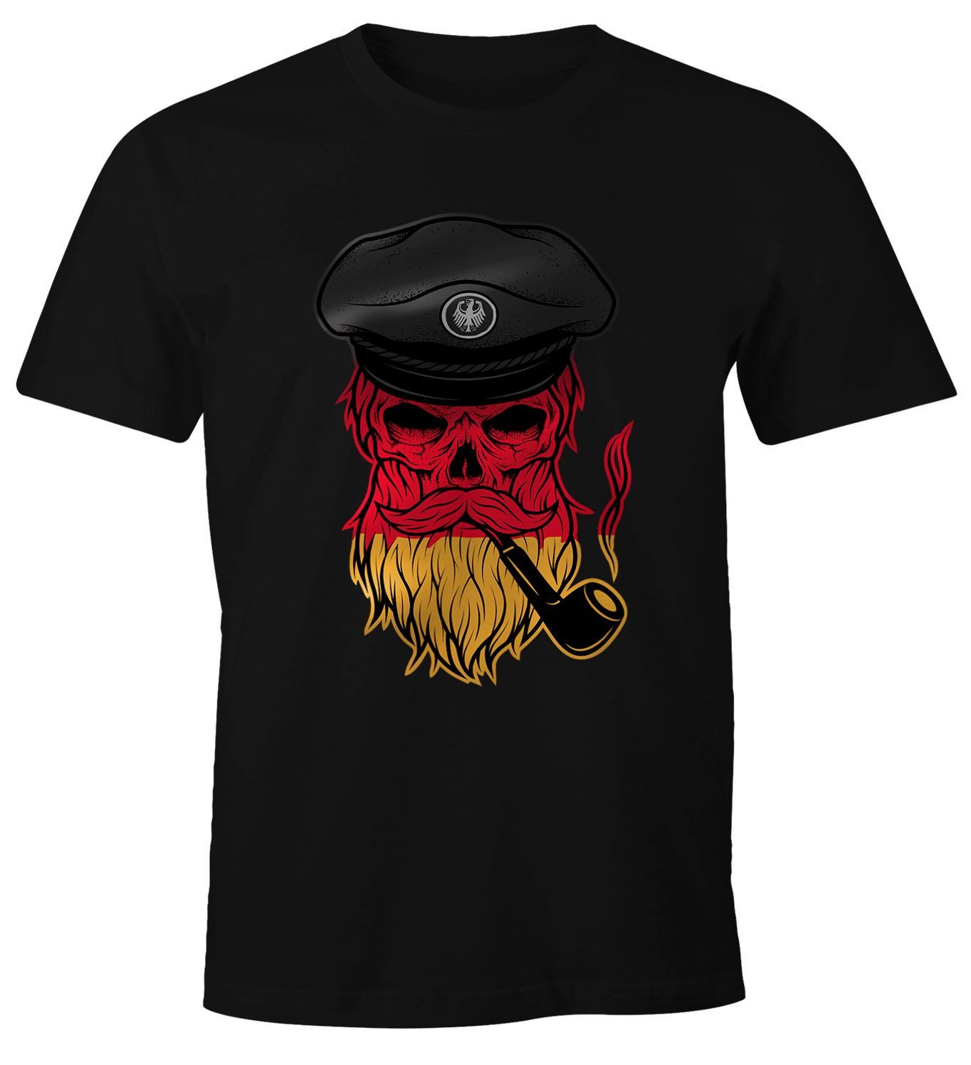 Print-Shirt Herren T-Shirt WM Captain Skull Totenkopf Germany Deutschland Edition