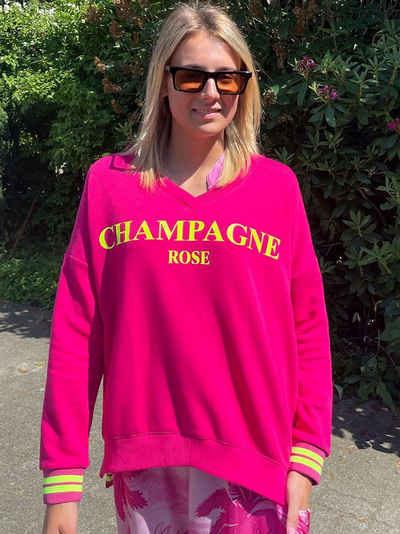 Miss Goodlife Sweatshirt V-Neck Sweater Champagner Rose