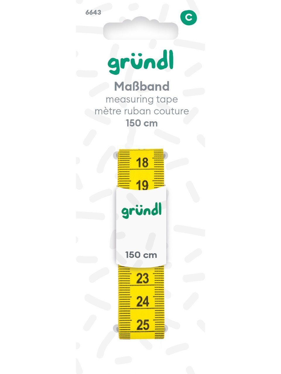 Gründl Bastelnaturmaterial Gründl Maßband 150 cm gelb