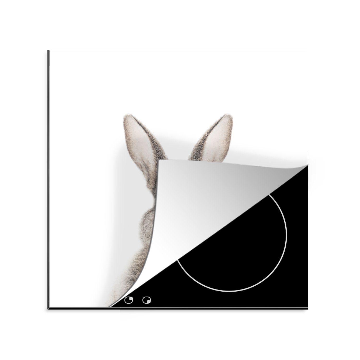 MuchoWow Ceranfeldabdeckung, (1 - cm, - tlg), - Kaninchen Herdblende-/Abdeckplatte küche Arbeitsplatte für - Vinyl, Kinder 78x78 Tiere Weiß Mädchen,
