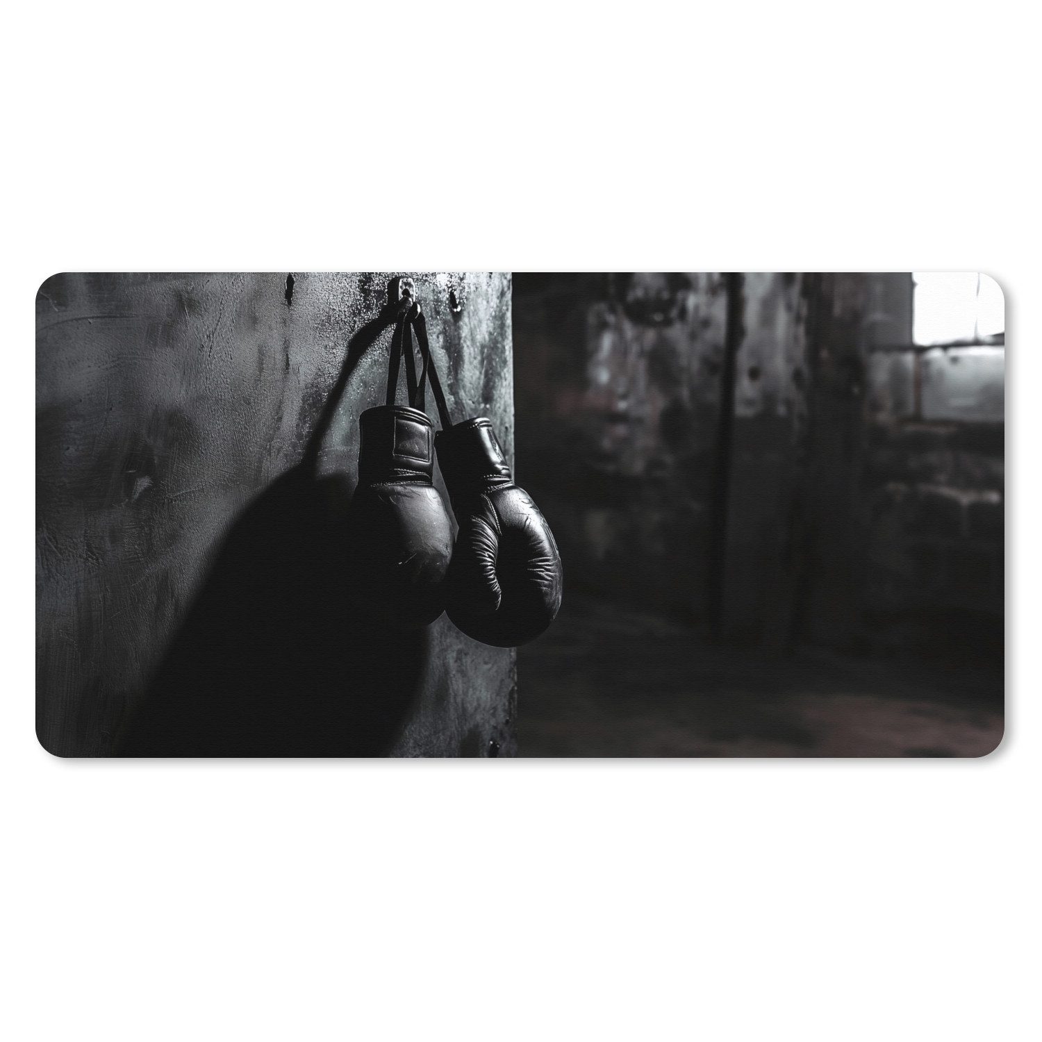 MuchoWow Mauspad Boxhandschuhe - Wand - Dunkel - Schwarz (1-St), Mousepad mit Rutschfester Unterseite, Gaming XXL, Großes, 120x60 cm