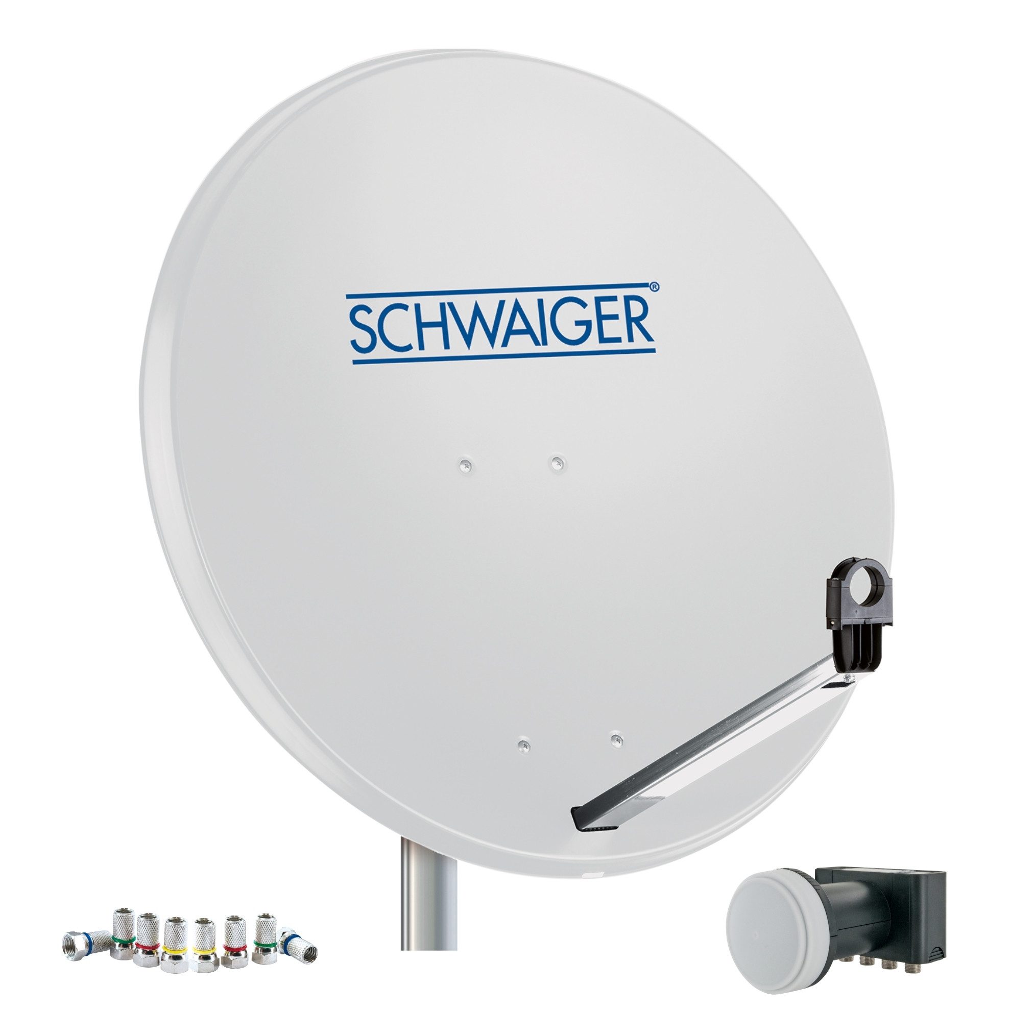 Schwaiger 714500 SAT-Antenne (75 cm, Stahl, Quad LNB, hellgrau)
