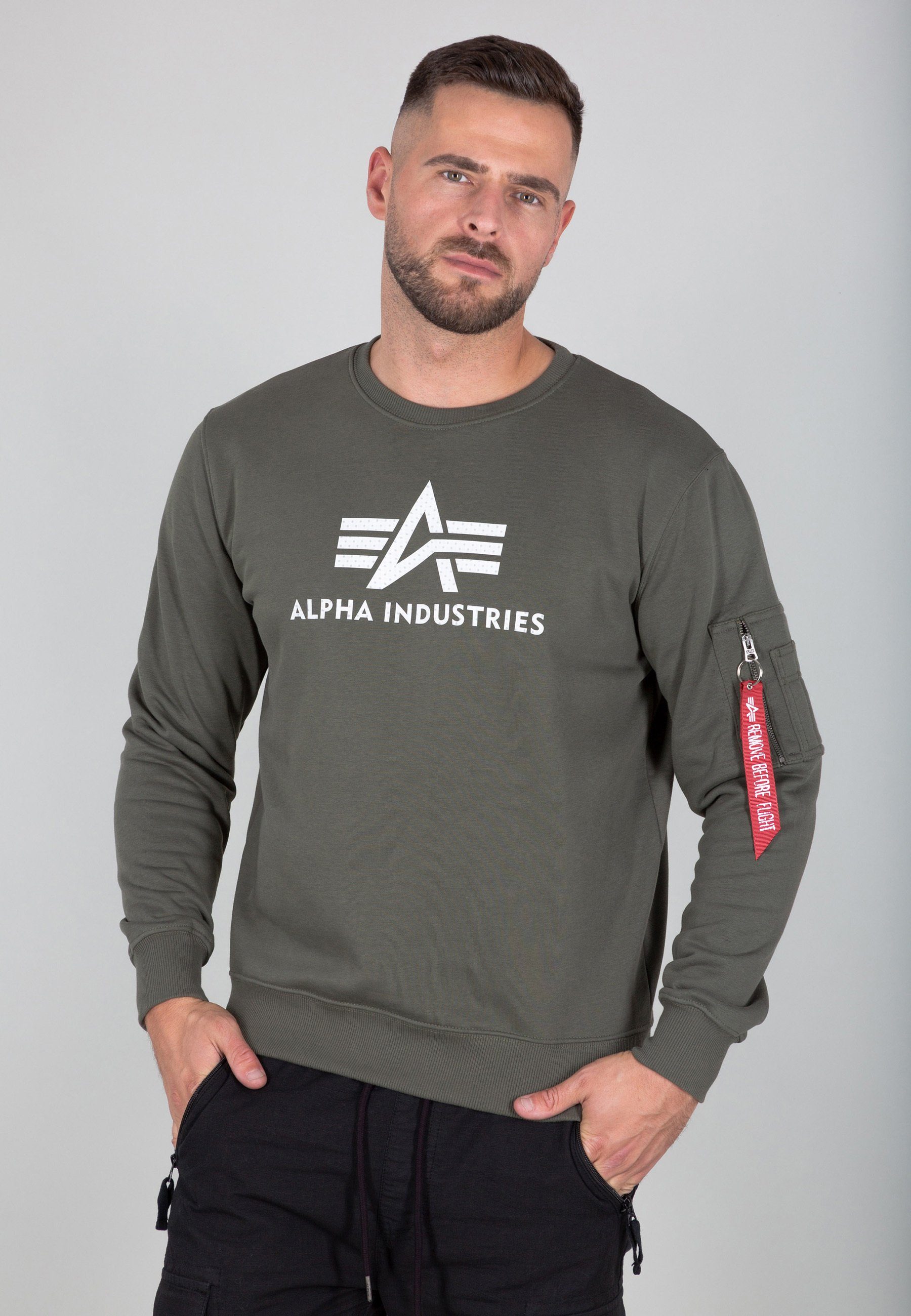 Alpha Industries Sweater Alpha Industries olive dark 3D Sweatshirts - Logo Men Sweater II