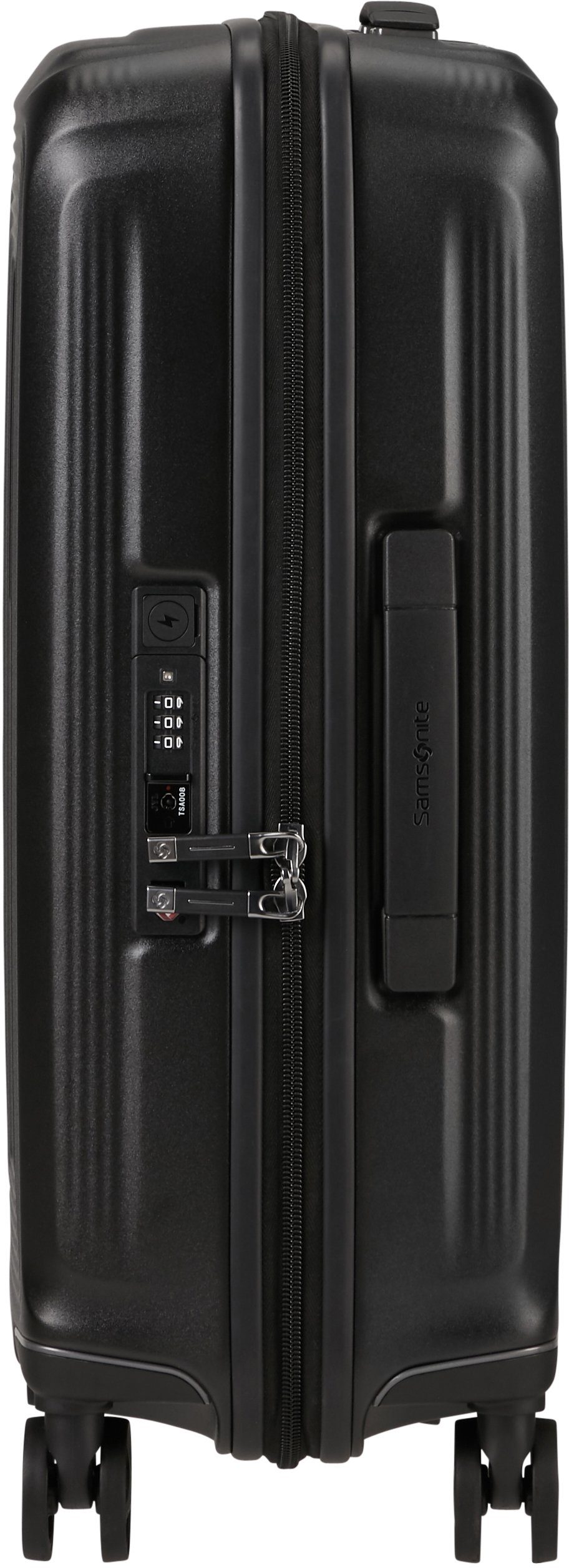 Nuon, Volumenerweiterung 55 Hartschalen-Trolley cm, Samsonite Graphite und 4 USB-Schleuse Matt Rollen, mit