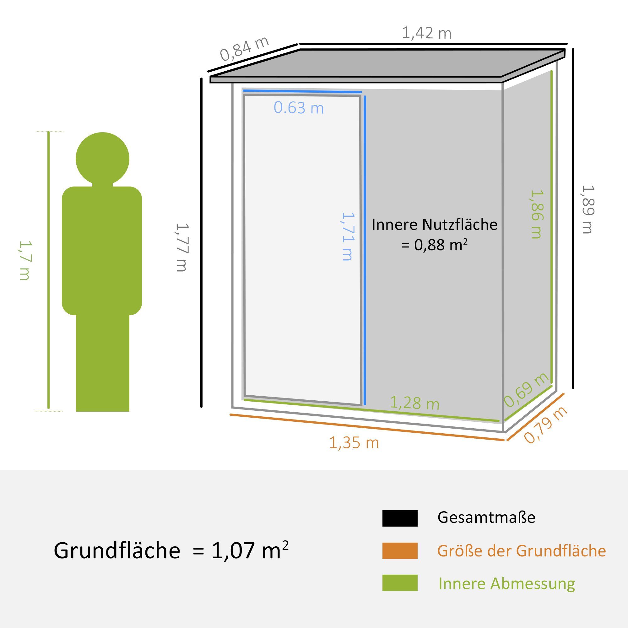 Outsunny Gerätehaus Geräteschuppen mit Tür, Outdoor, aus Stahl, BxT: 142x86 cm, (1 St)