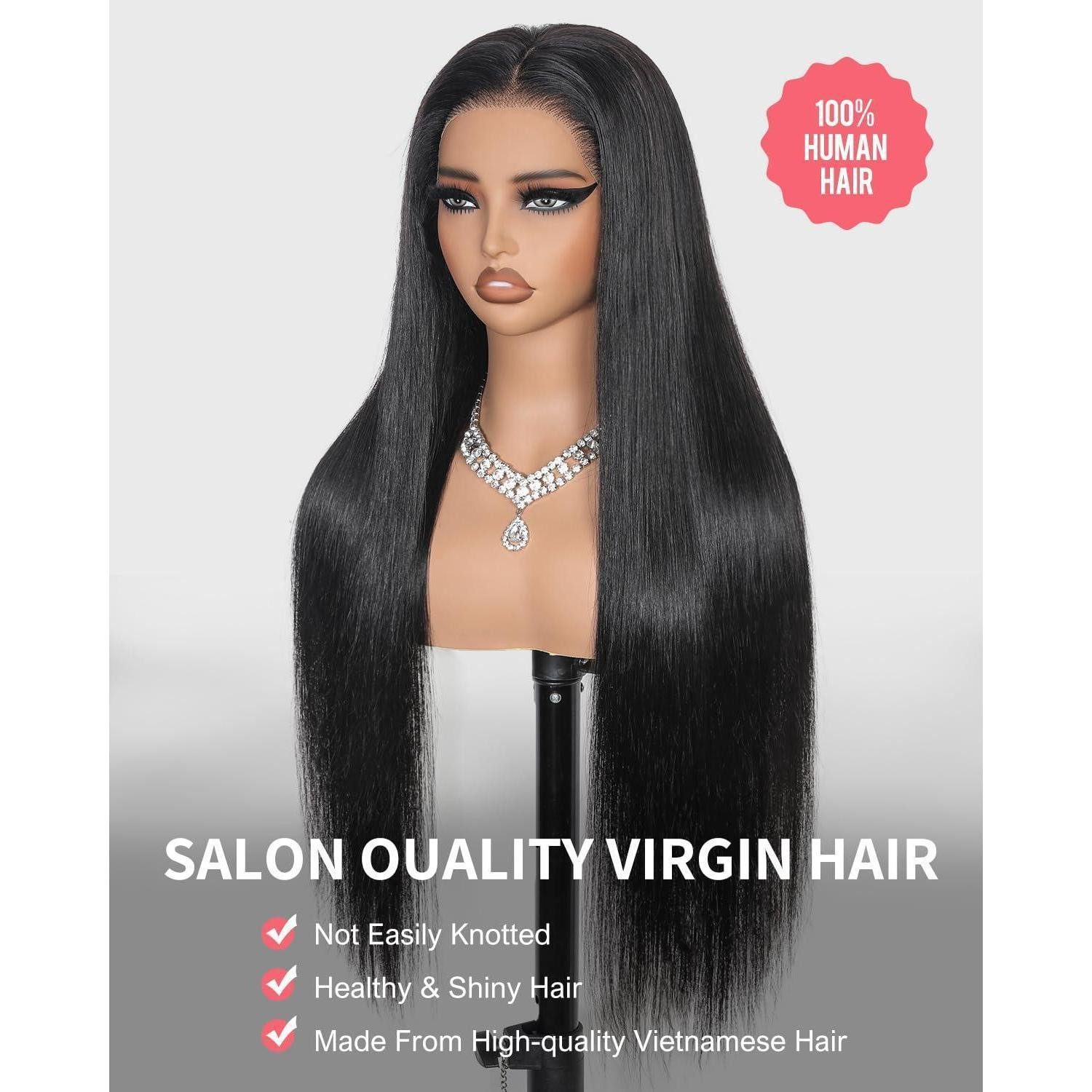 LuxusKollektion Echthaarperücke Perücke Echthaar Damen 13x6 60 cm Full 13x6 Lace Front Natural Color