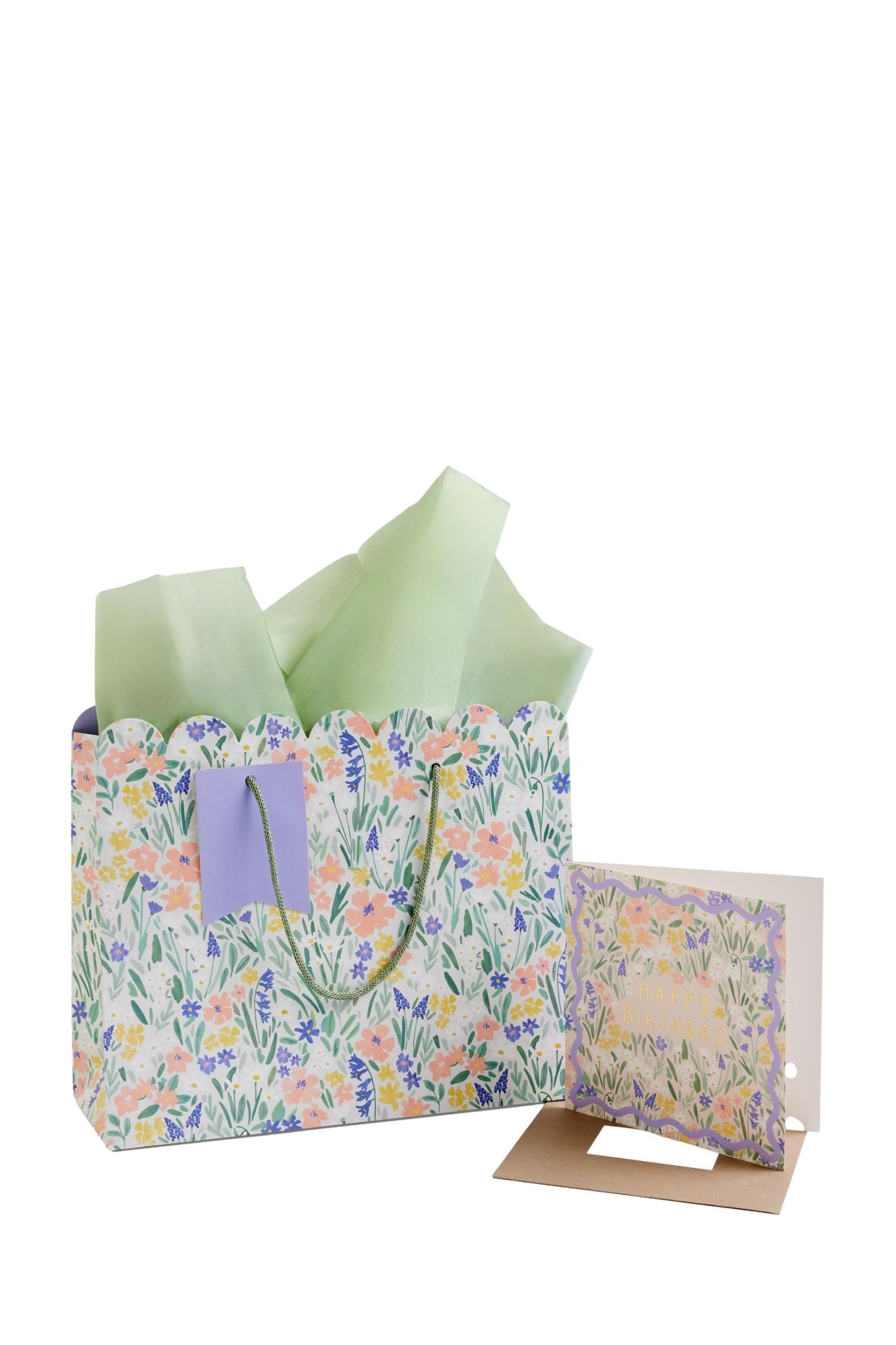 Next Geschenkpapier Mittelgroße Florale Geschenktüte und Karte im Set, (1St)