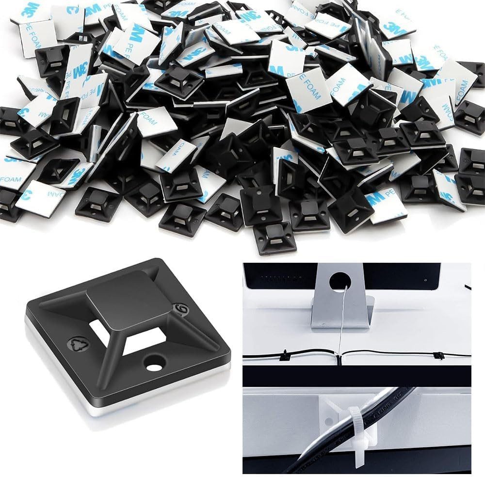FELIXLEO Kabelbinder Kabelbefestigung Selbstklebend,Kabelclips Halter Montage (100-St)