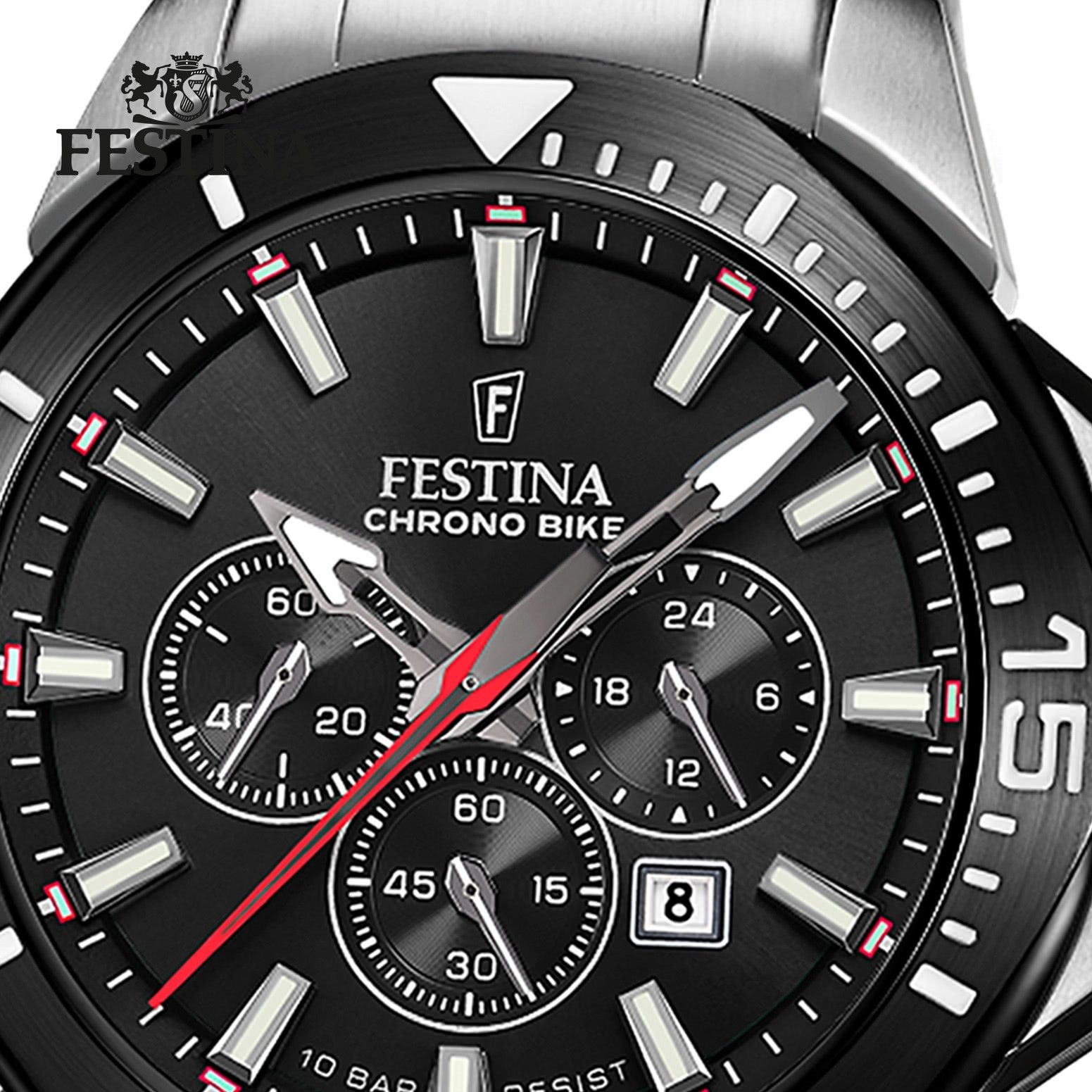 Festina Quarzuhr Festina Herrenuhr Edelstahl silber, (Chronograph), Herren Armbanduhr rund, Edelstahlarmband silber, Sport