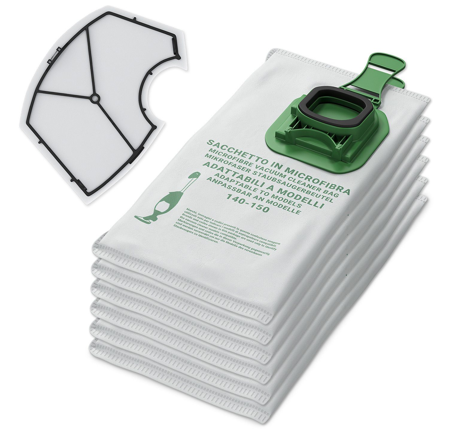VIOKS Staubsaugerbeutel + Motorfilter Set, 7 St., für Vorwerk Kobold VK 140 VK 150 Staubsauger