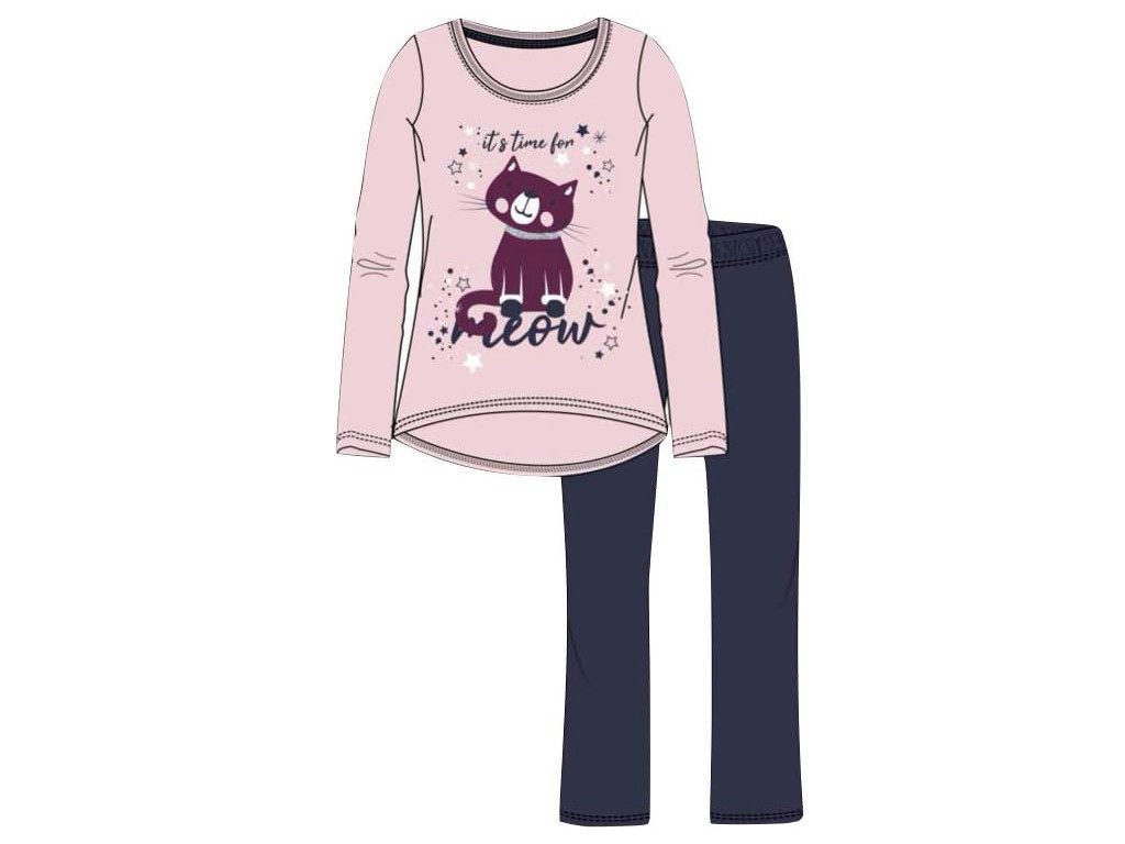 Schlafanzug Pyjama mit verschiedenen Katzenmotiven Katze Meow