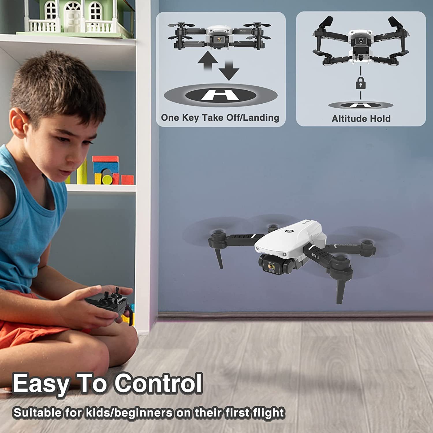 le-idea Mini Drohne für (720p, Faltbare RC Flip Mehr Drone Anfänger, Halten, mit FPV 3D Höhenlage Drohne Mit für Jungen) Geschenk Kamera Quadrocopter