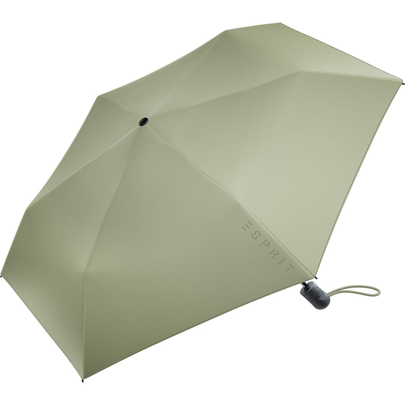 Esprit Taschenregenschirm Slimline stabil, Trendfarben Easymatic leicht 2022, Damen FJ den Automatik olive neuen und in Auf-Zu