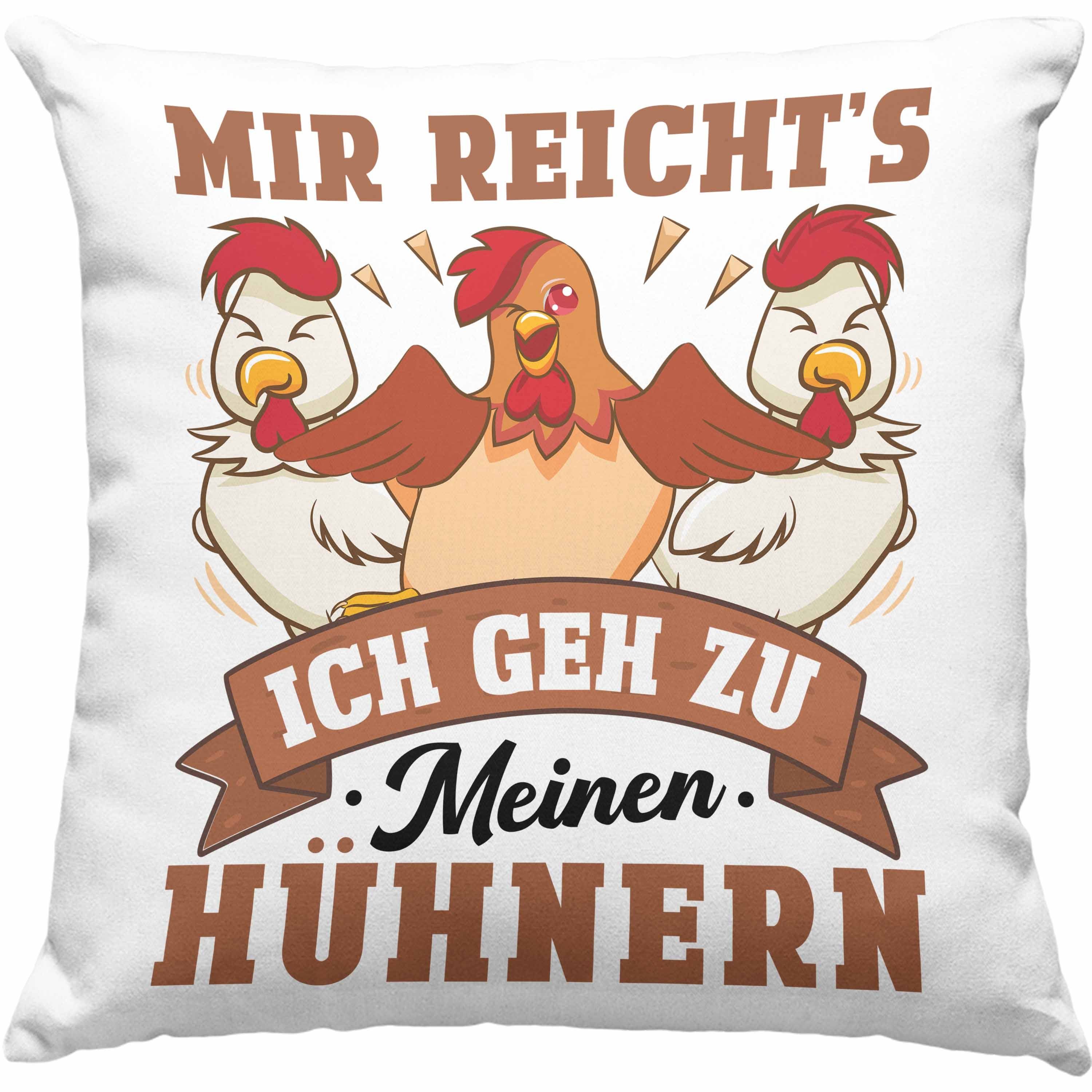 Trendation Dekokissen Trendation - Mir Reichts Ich Geh Zu Meinen Hühnern Kissen Geschenk Landwirt Bauernhof Spruch Dekokissen mit Füllung 40x40 Rosa