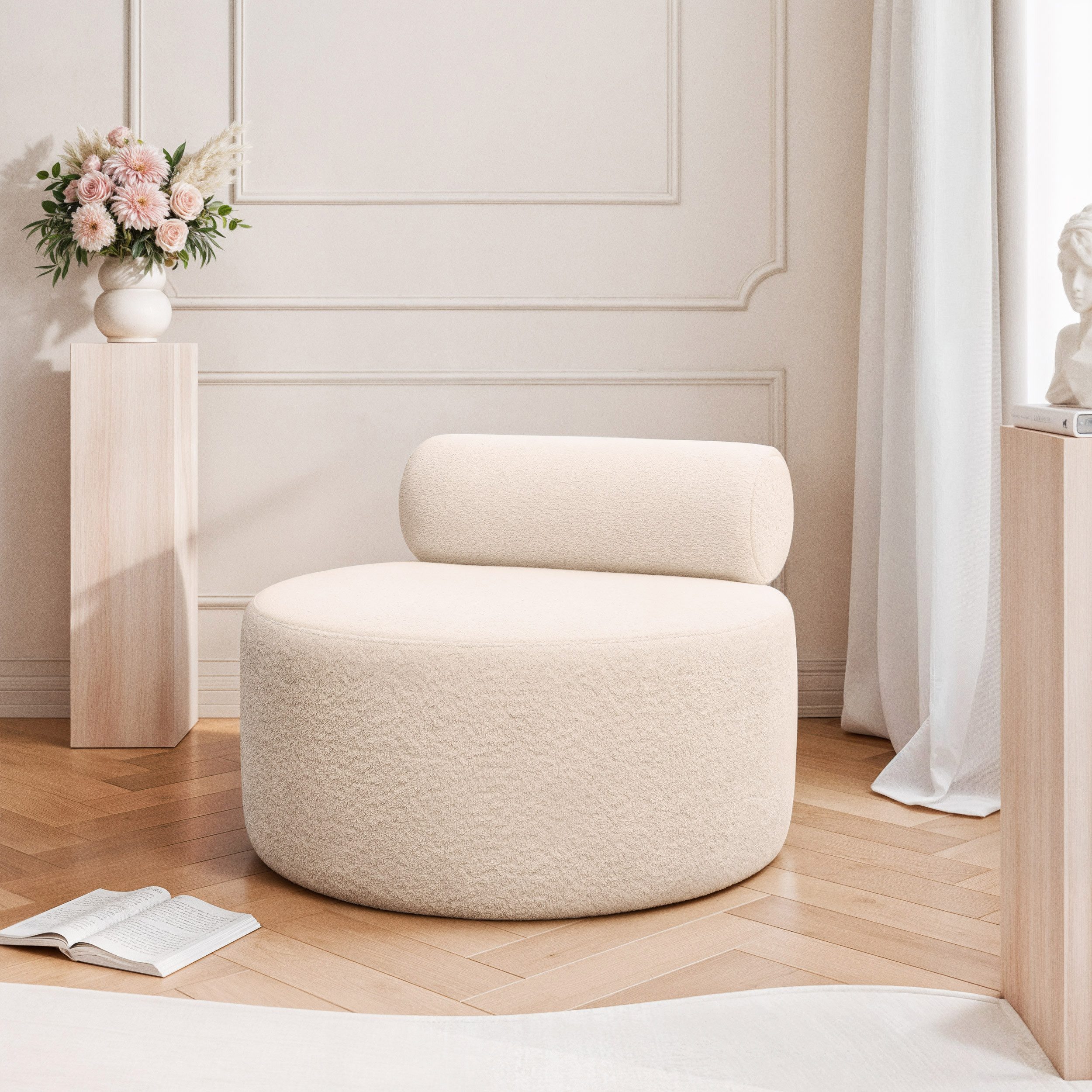 yourhouse24 Loungesessel Runder Bouclé Sessel NUBO, Bouclé