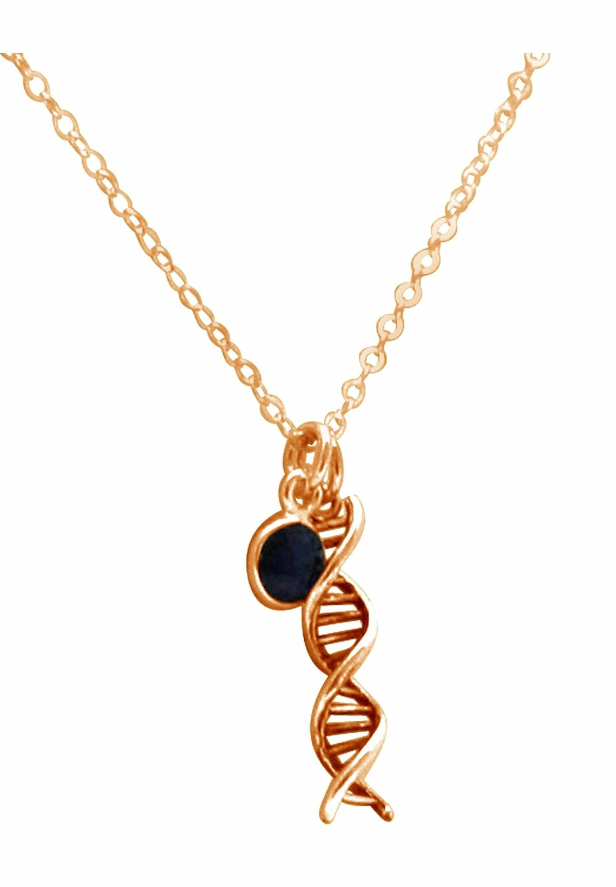 Gemshine Kette mit gold Anhänger Spiral Molekül Helix coloured rose Saphir - Doppelt DNA