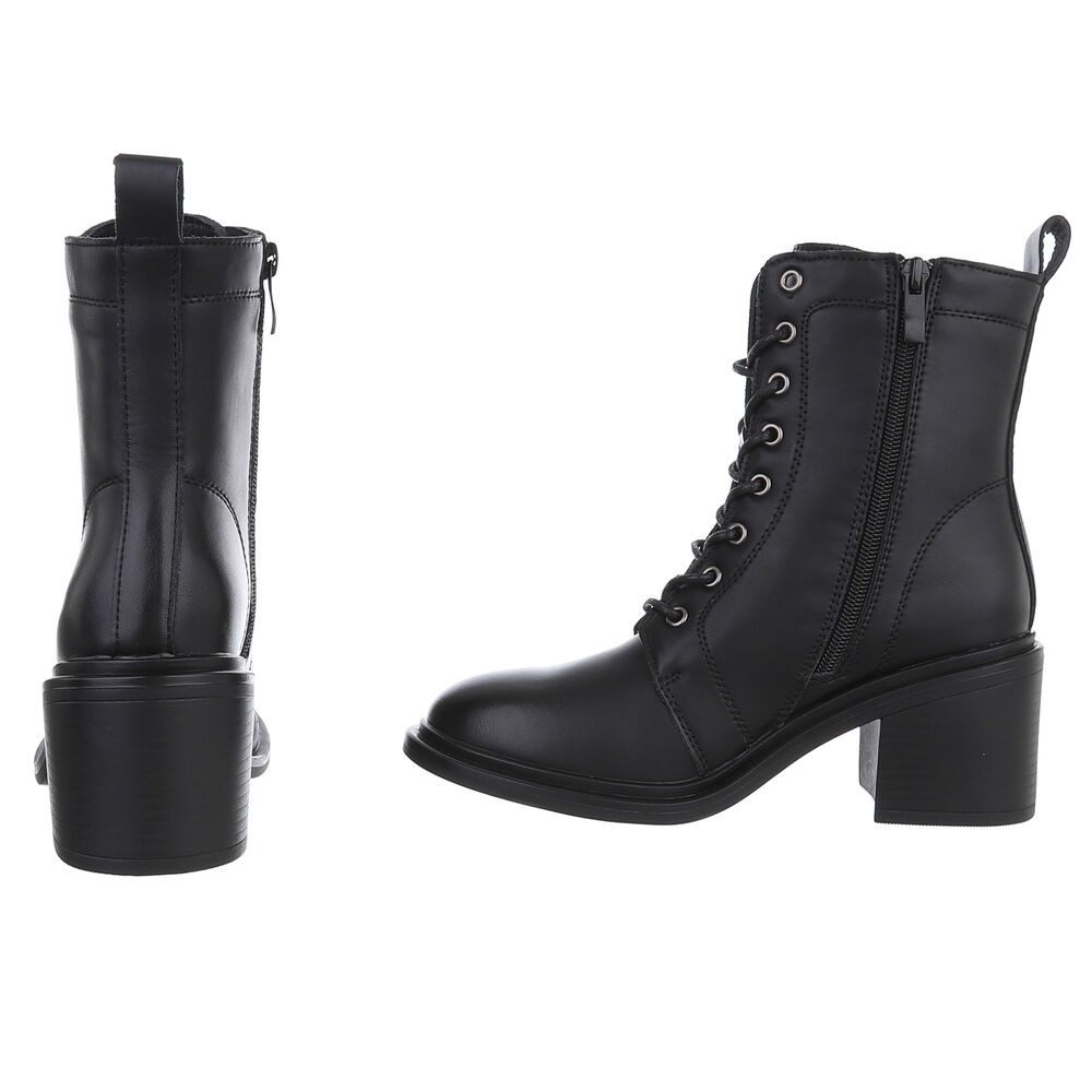 Ital-Design Damen Schnürstiefeletten aus echtem Leder mit Blockabsatz Schnürstiefelette (90169363) Blockabsatz Stiefeletten in Schwarz – Bild 5 von 5