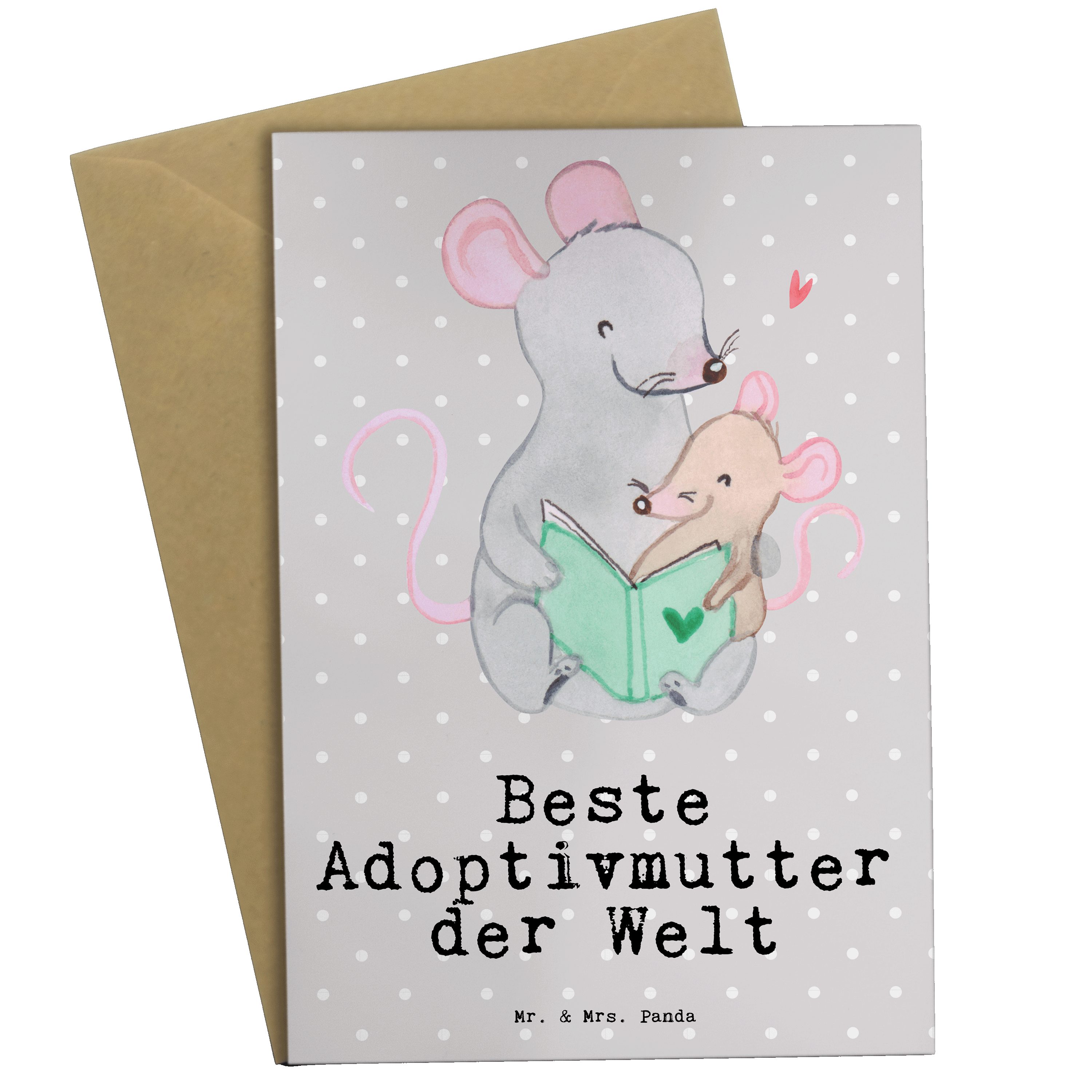 Welt Adoptivmutter Mr. Grußkarte & - Maus Beste Pastell - Geschenk, Panda Grau der Mrs. Geburtst
