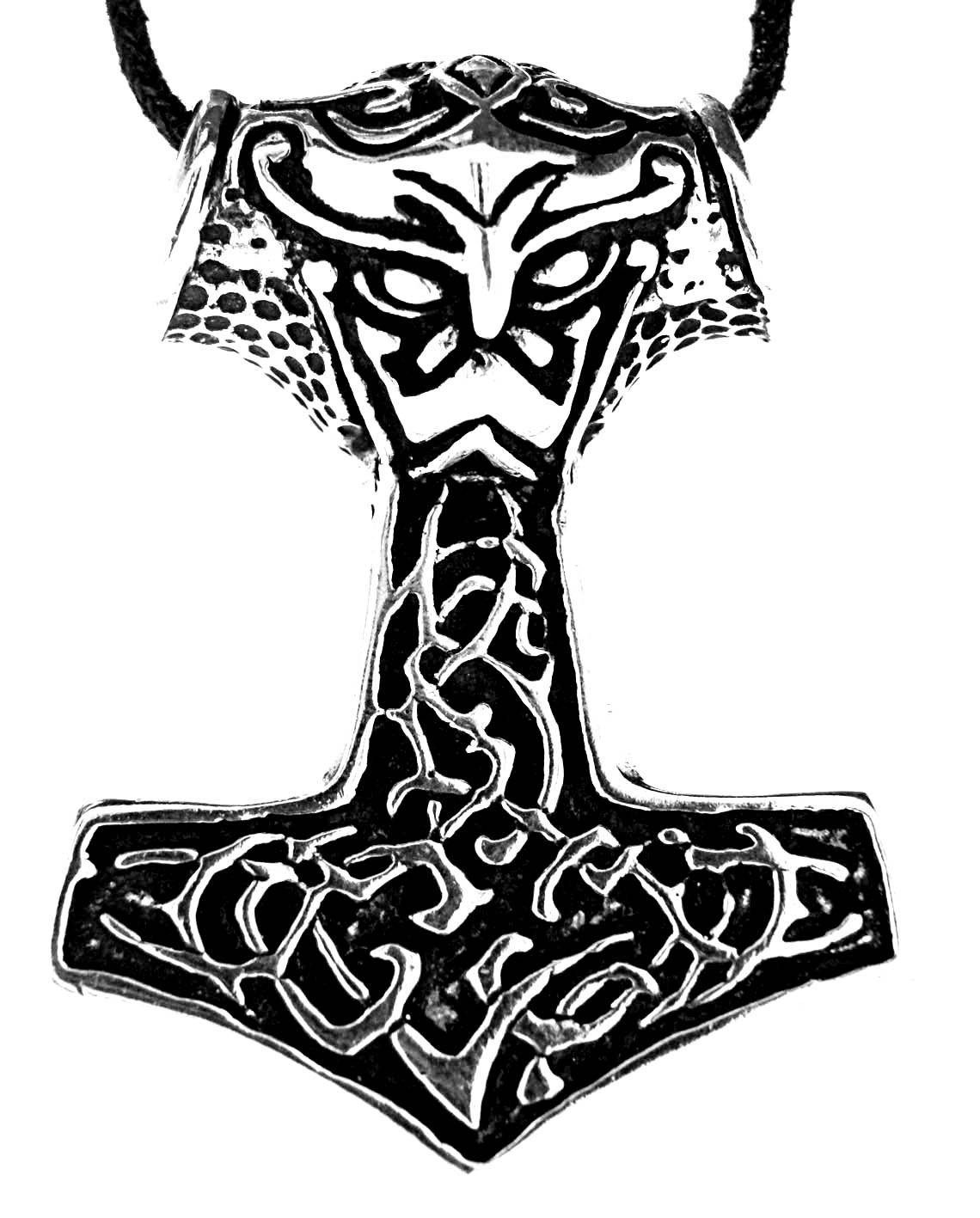 Kettenanhänger großer Thorshammer Anhänger 925 Silber Thorhammer Thor Mjöllnir