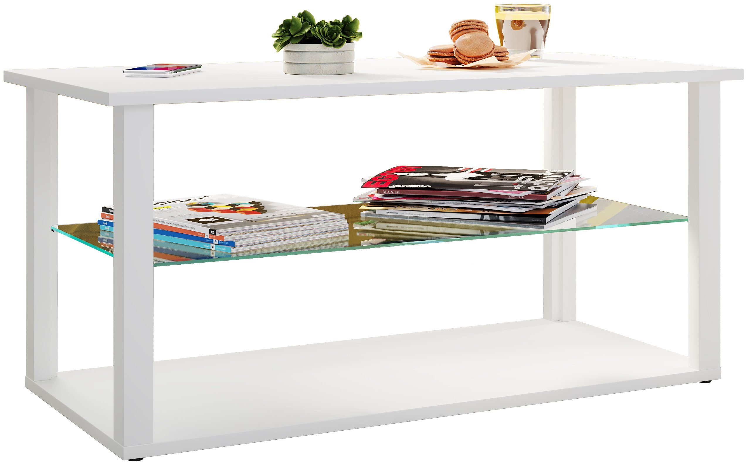 VCM Couchtisch Holz Sofatisch Couchtisch Glas Tisch Wanilo L, Pflegeleicht