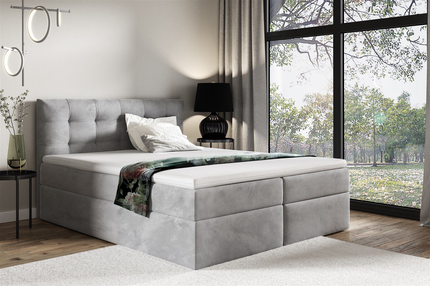 Fun Möbel Boxbett Schlafzimmerbett OVIEDO XL in Stoff Fresh (inkl. Bettkästen, inkl. Kaltschaumtopper), eingebautes Liftsystem für Bettkästen, Überlänge