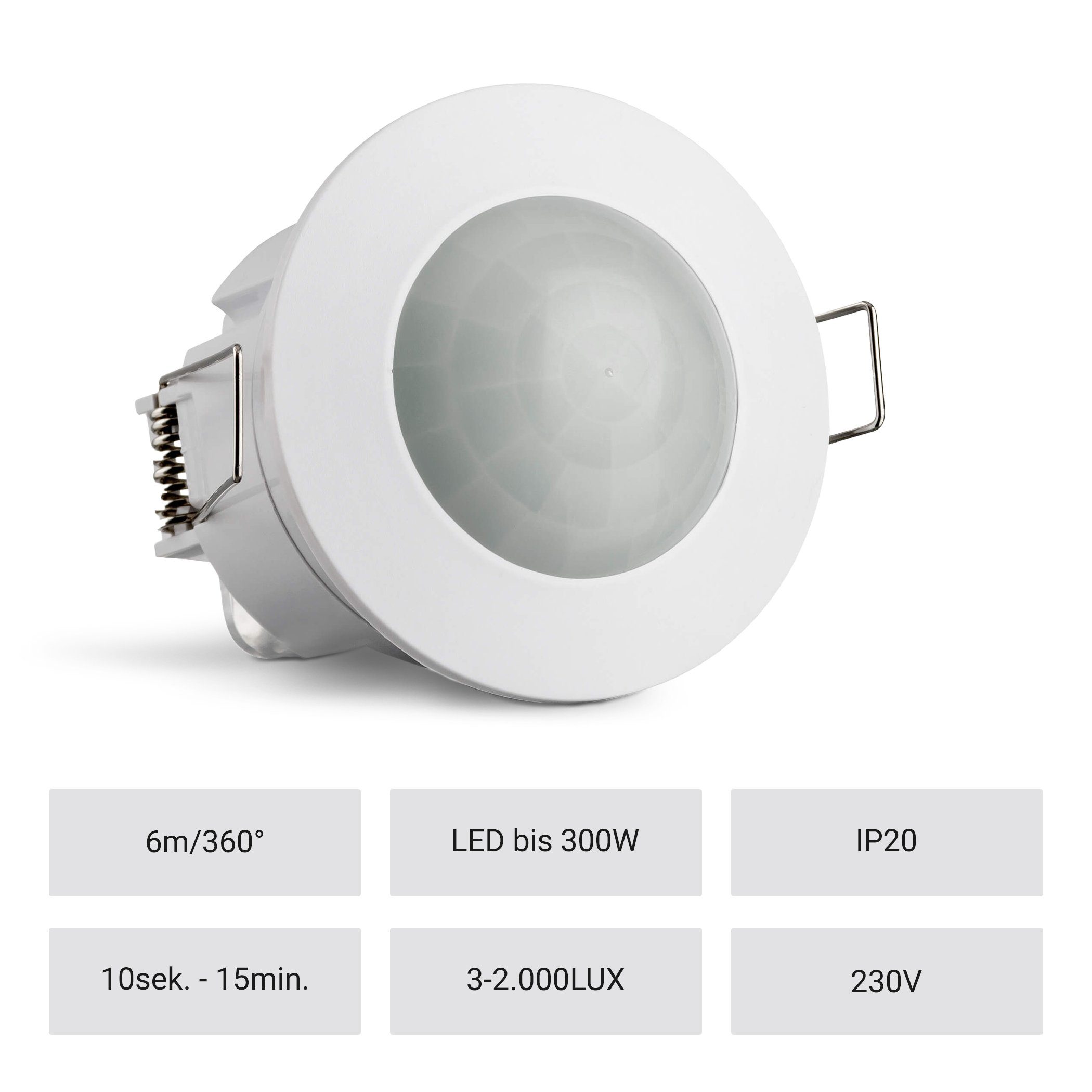 SEBSON Bewegungsmelder Bewegungsmelder programmierbar, Infrarot Sensor, Reichweite 6m / 360°, (1-St), LED geeignet, programmierbar, 360°