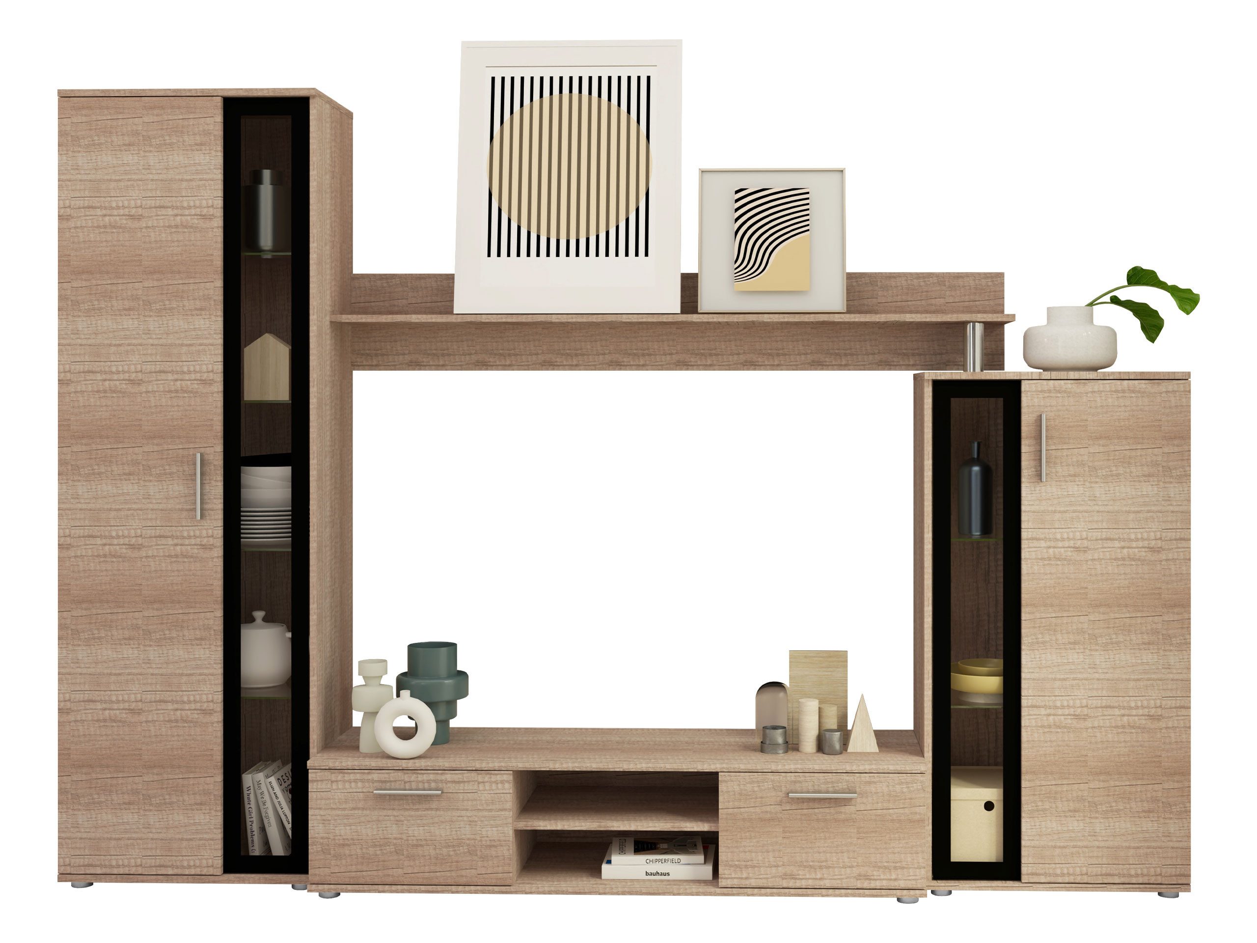 MIRJAN24 Wohnwand Bentley, (4er-Set, TV-Lowboard, Hochvitrine, Wandregal, V günstig online kaufen