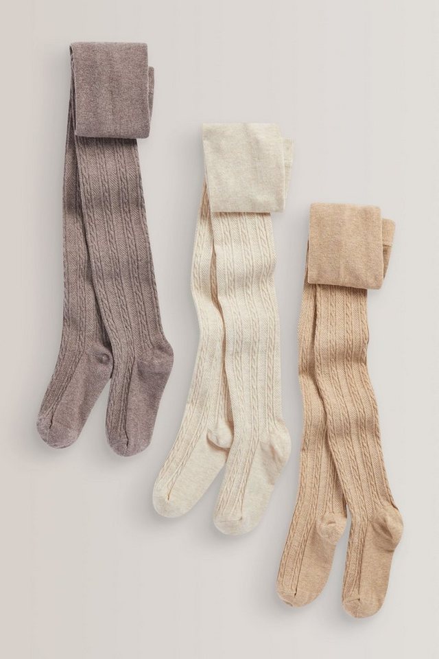 Next Strickstrumpfhose 3er-Pack Strumpfhose mit Zopfmuster (3 St)