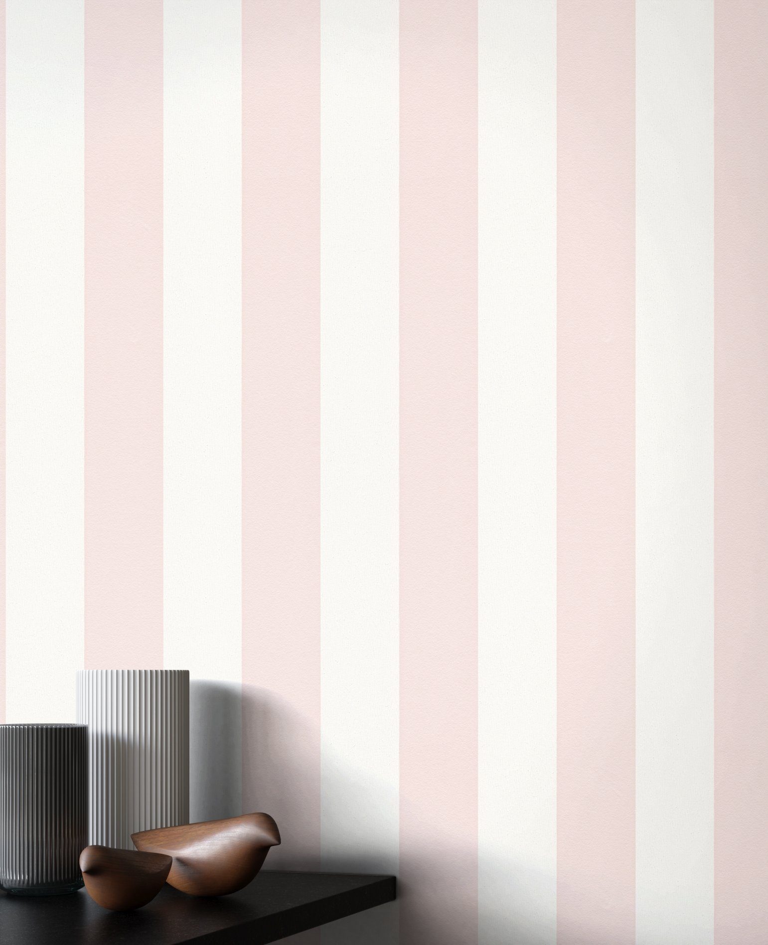 Newroom Vliestapete, Rosa Tapete Landhaus Streifen - Streifentapete Weiß Grafisch Modern Blockstreifen Linien für Wohnzimmer Schlafzimmer Flur, Streifentapete, modern