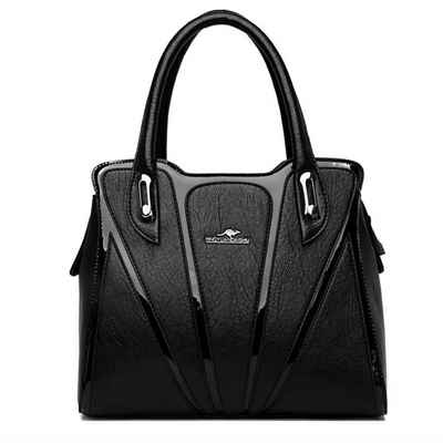 SHG Handtasche ⌂ Damen Umhängetasche Shopper Schultertasche Henkeltasche Handtasche (Farbe: Schwarz), Freizeit Reise Sport Arbeit Schule Uni