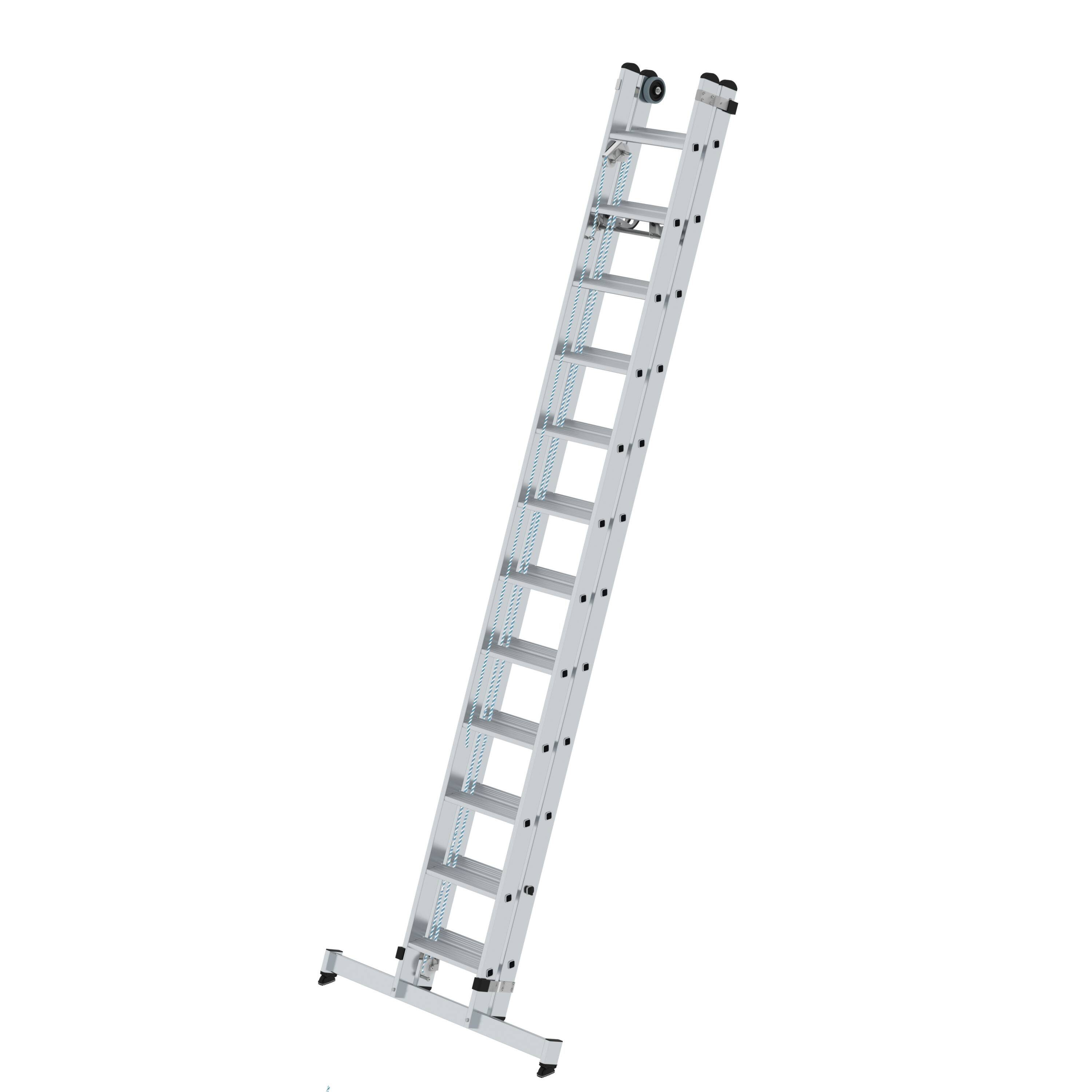 PROREGAL® Schiebeleiter Stufen-Seilzugleiter 2-teilig nivello® Traverse mit Stufen 2x12