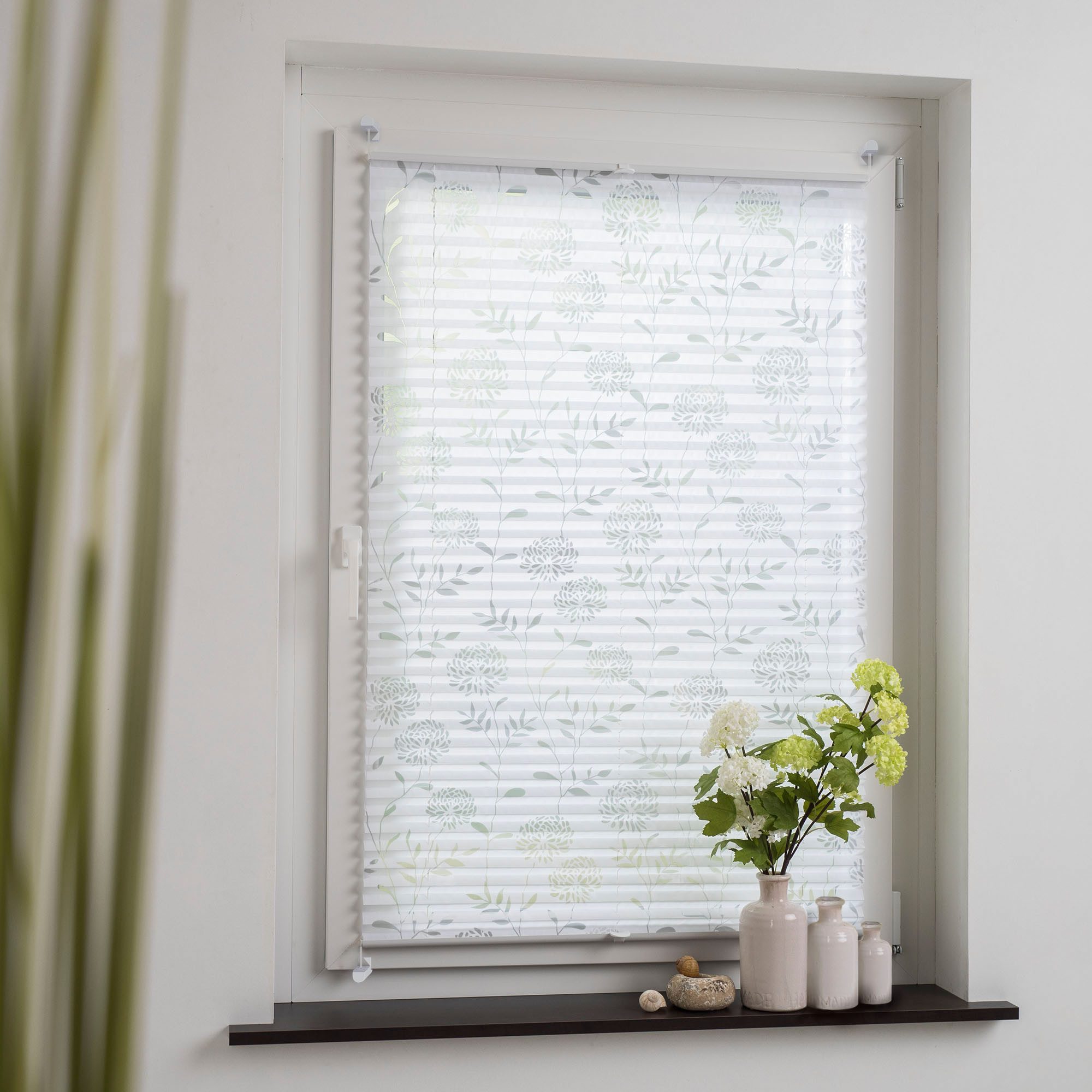 HOMBERA Plissee mit ausgebranntem Blumen-Motiv, halbtransparent, günstig online kaufen