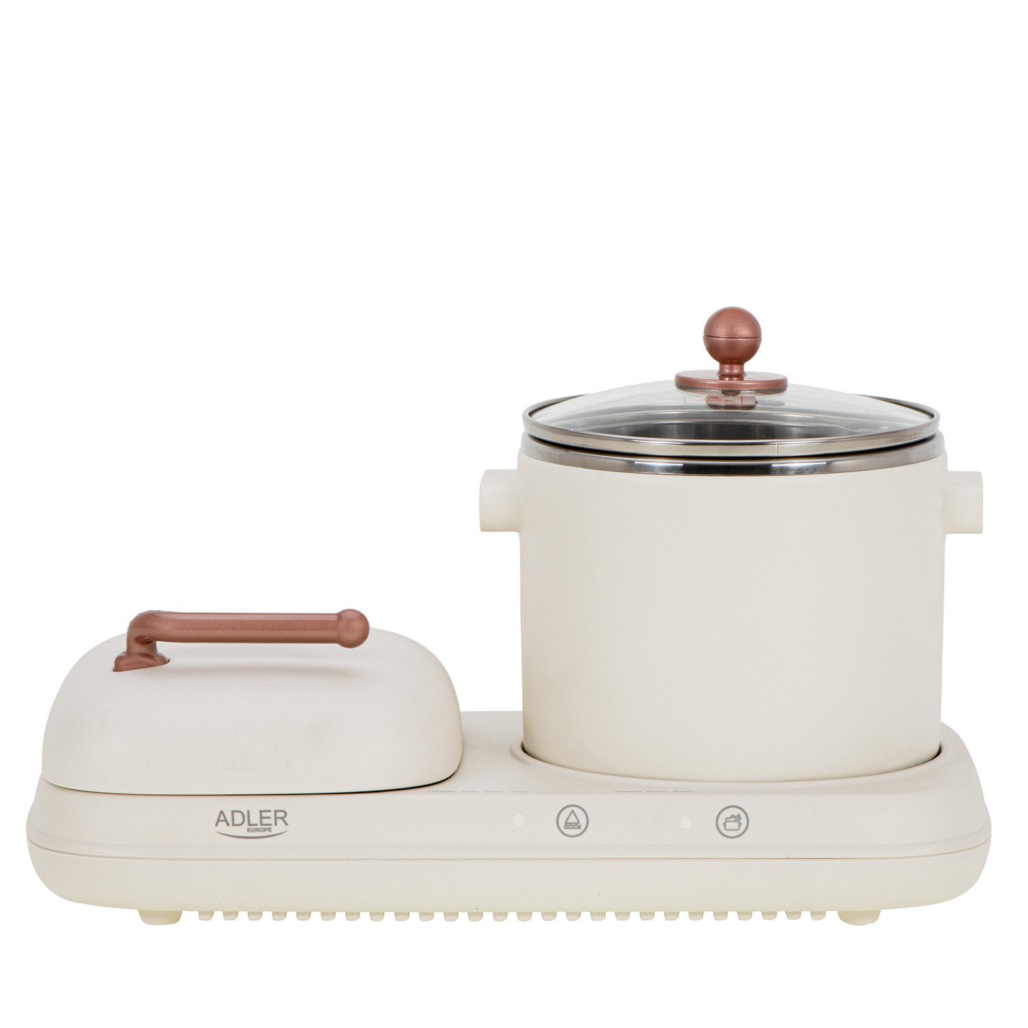 Adler Frühstücks-Set AD 6421 2-in-1-Frühstücksstation Grillfläche und Kochplatte inkl Topf