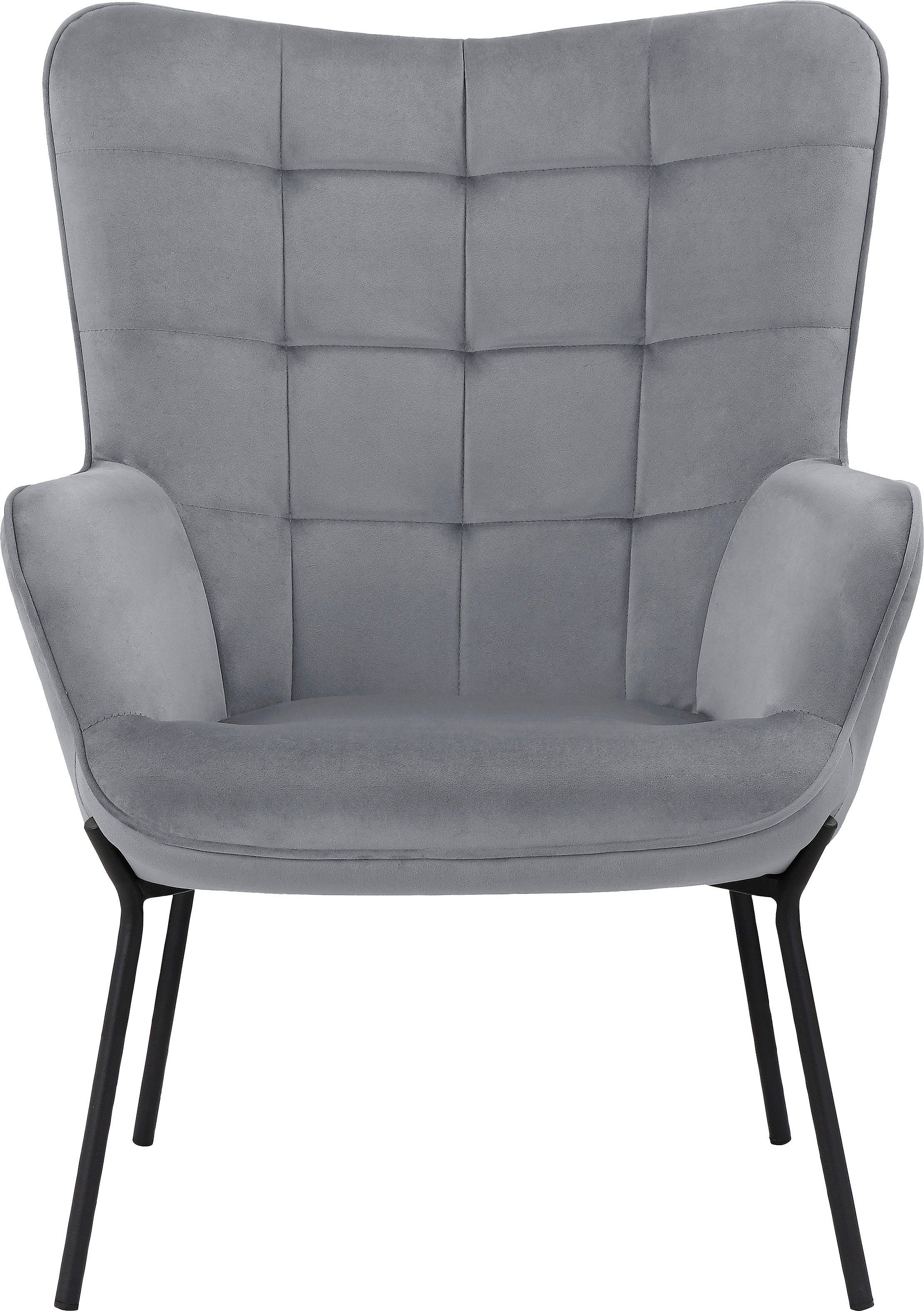 OTTO home Loungesessel Luukas, Ohrensessel mit Metallbeinen, (1-St), Stoff recyceltes Polyester, Sitz und Rücken gepolstert, Sitzhöhe 46 cm