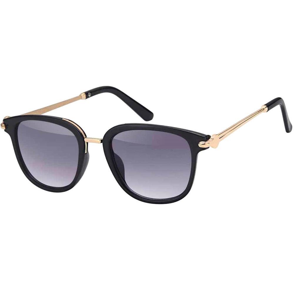BEZLIT Eyewear Retrosonnenbrille Rundglas Designer Damen Sonnenbrille (1-St) mit schwarzen Linsen Schwarz Grau