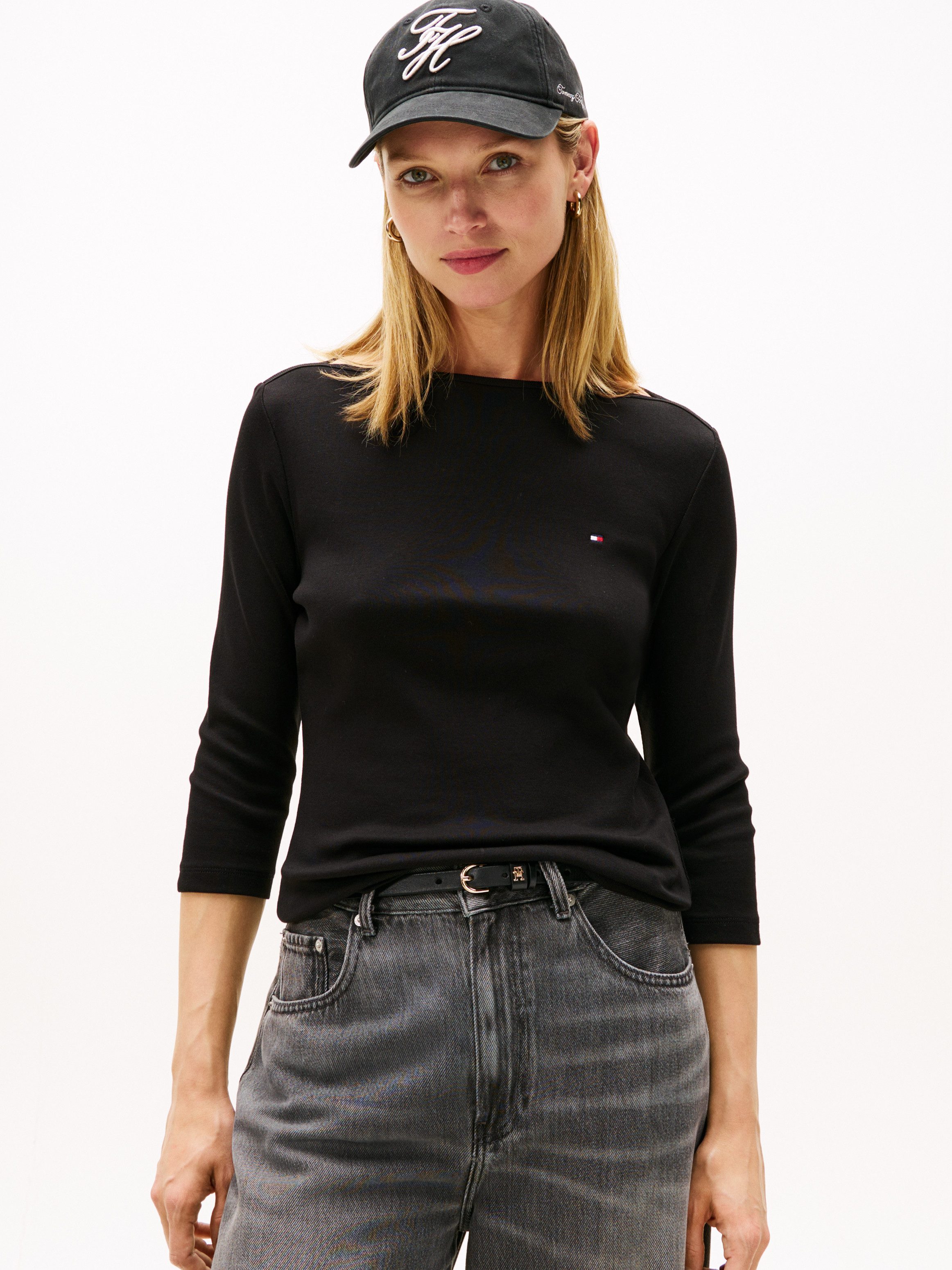 Tommy Hilfiger 3/4-Arm-Shirt NEW CODY SLIM BOAT-NK 3/4SLV mit Logostickerei günstig online kaufen