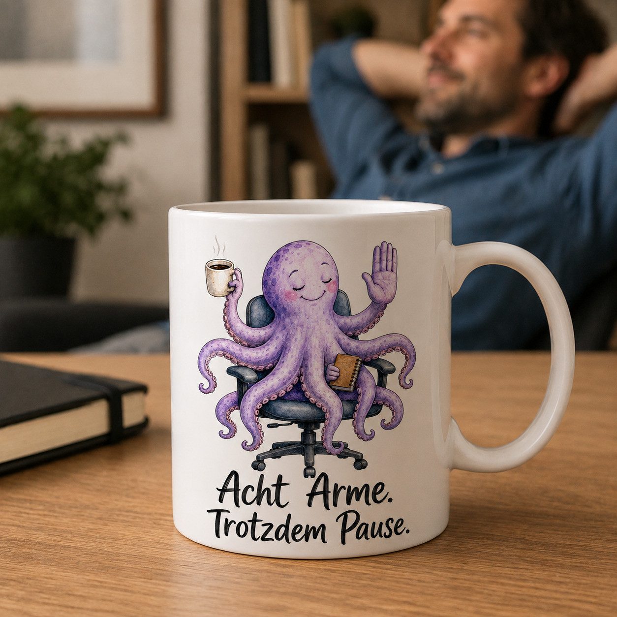 WS-Trend Tasse Pausen-Oktopus Tasse - Geschenk mit Spruch - Geschenktasse aus Keramik, Keramik – Bild 3 von 4
