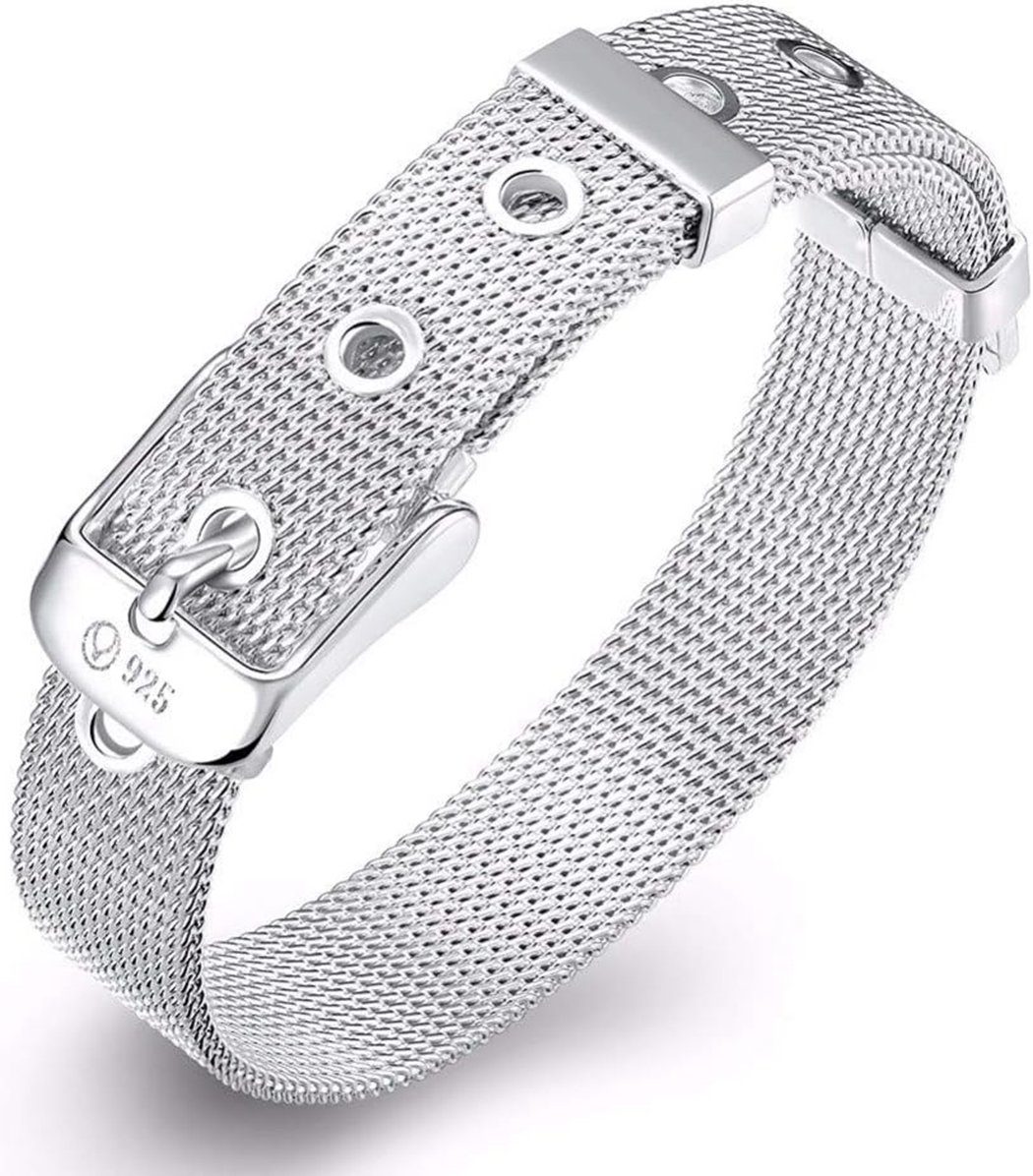 TUABUR Charm-Armband Damenarmband, silberner Ledergürtel, verstellbares Manschettenarmband