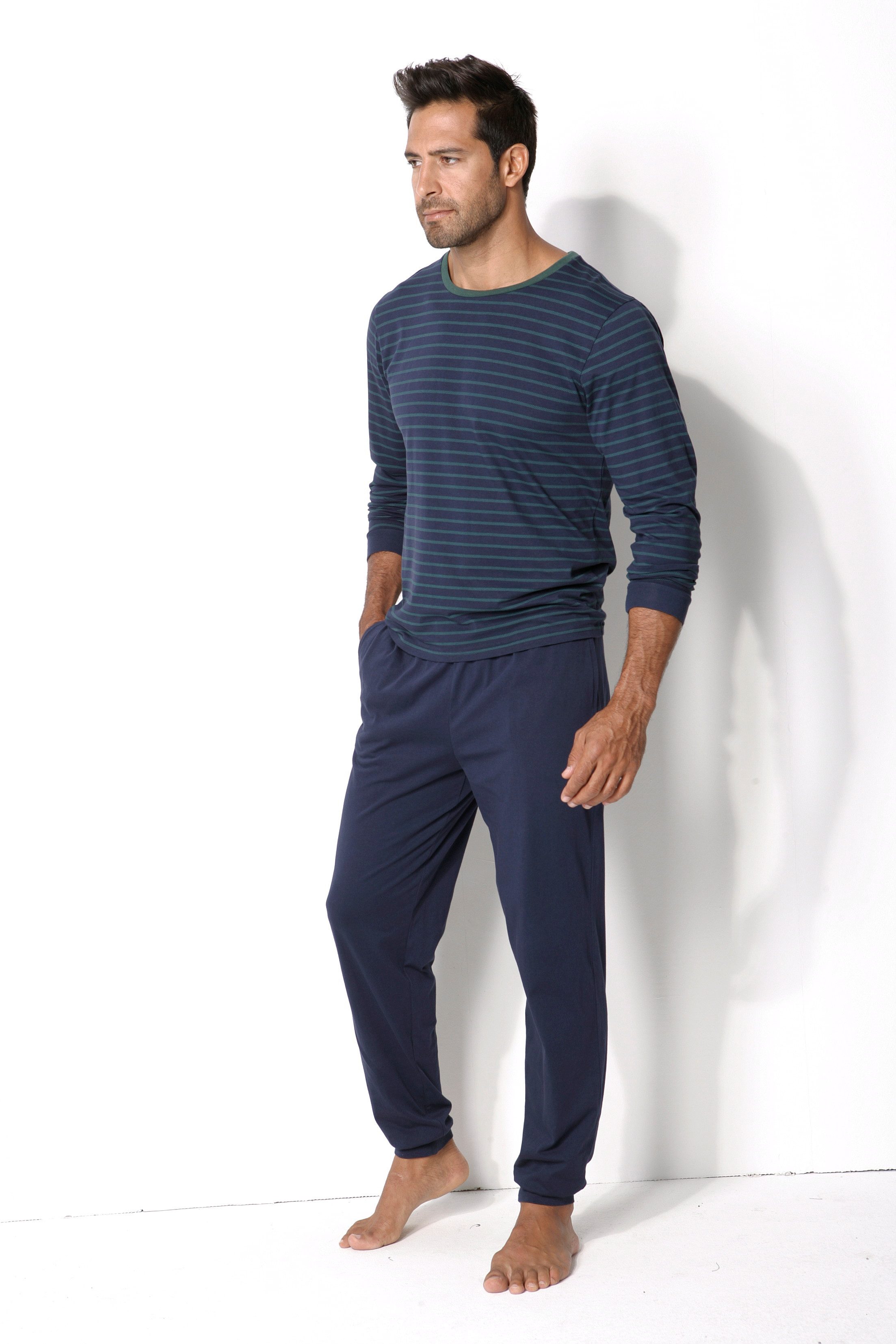 le jogger® Pyjama (Packung, 4 tlg., 2 Stück) Schlafanazug lang im Streifend günstig online kaufen